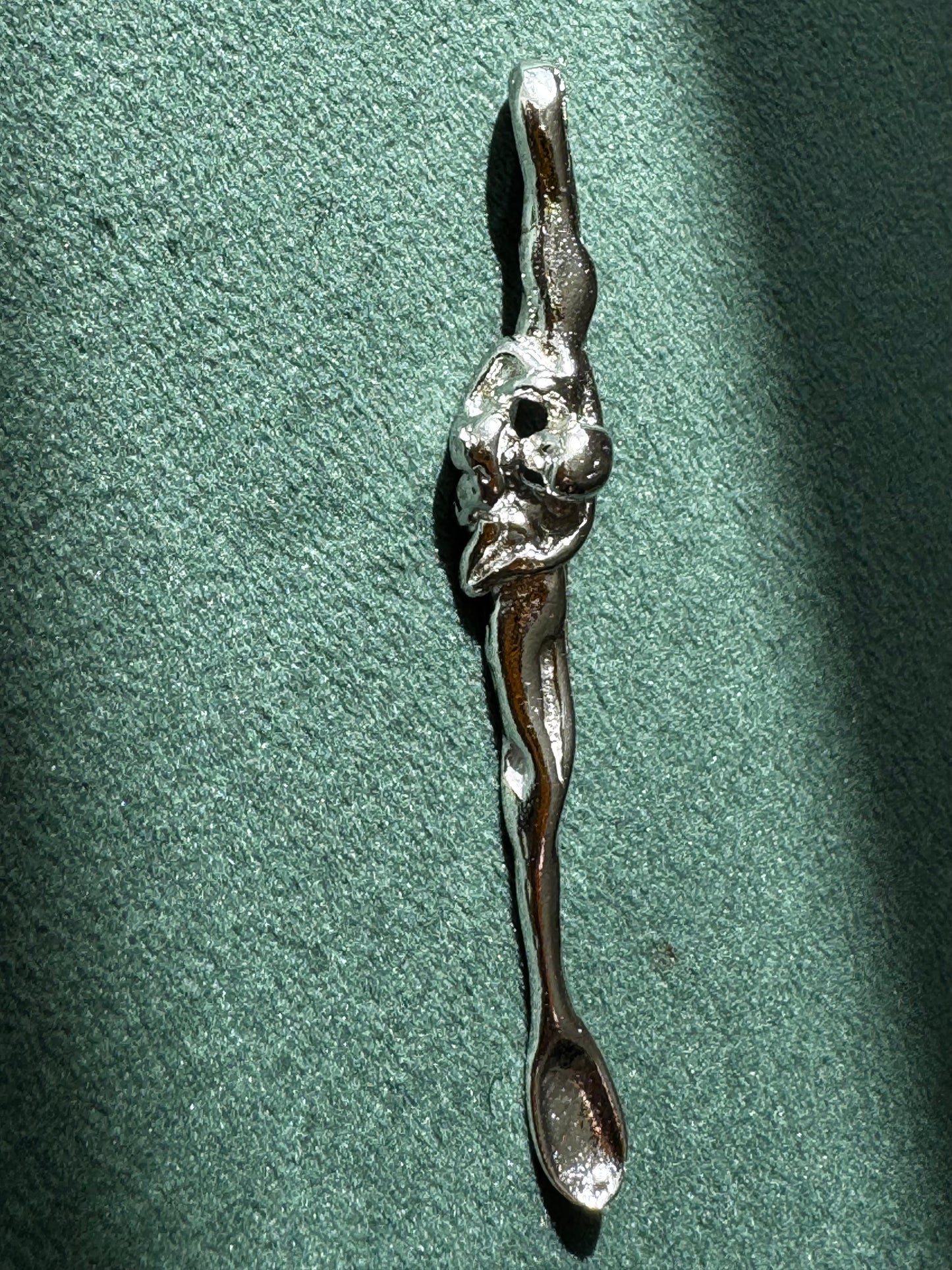 Estate Sterling Silver Entwined Lovers Figural Spoon Pendant Necklace - Wink Wink