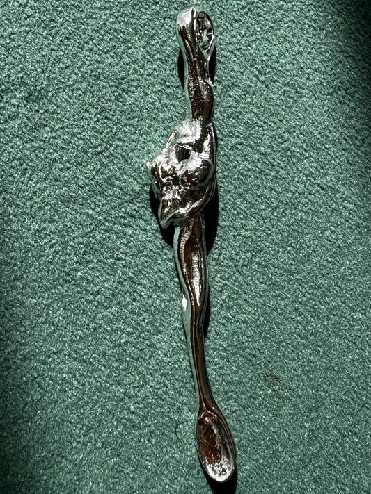 Estate Sterling Silver Entwined Lovers Figural Spoon Pendant Necklace - Wink Wink