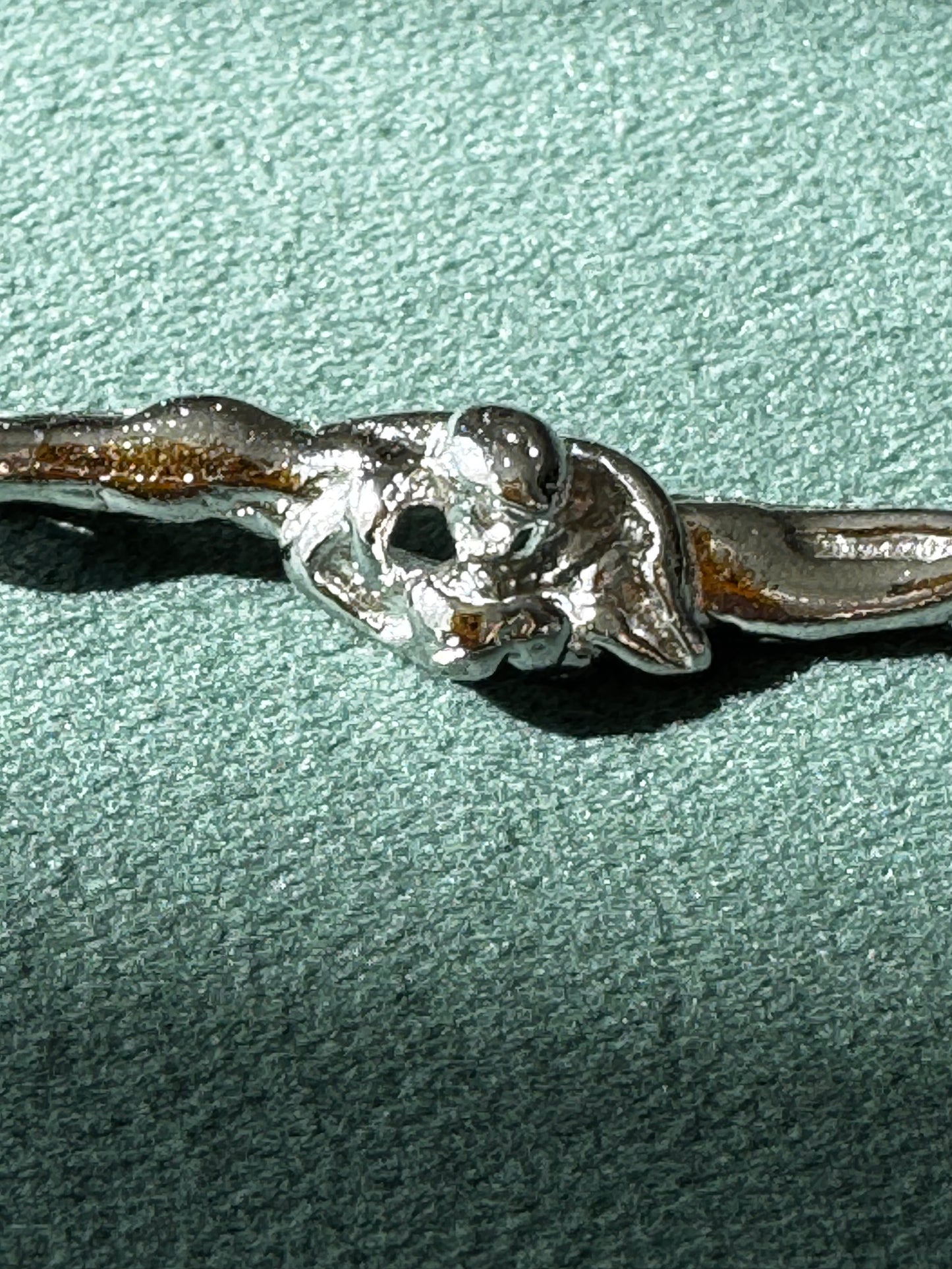Estate Sterling Silver Entwined Lovers Figural Spoon Pendant Necklace - Wink Wink