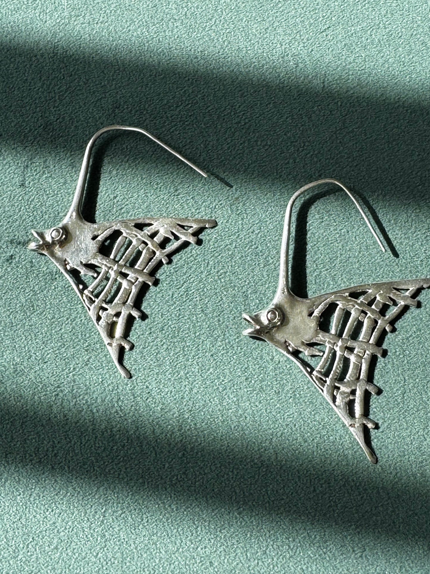 Estate Sterling Silver Angelfish Dangle Earrings Big Bold Ocean Statement Two Inches of Mermaid Life