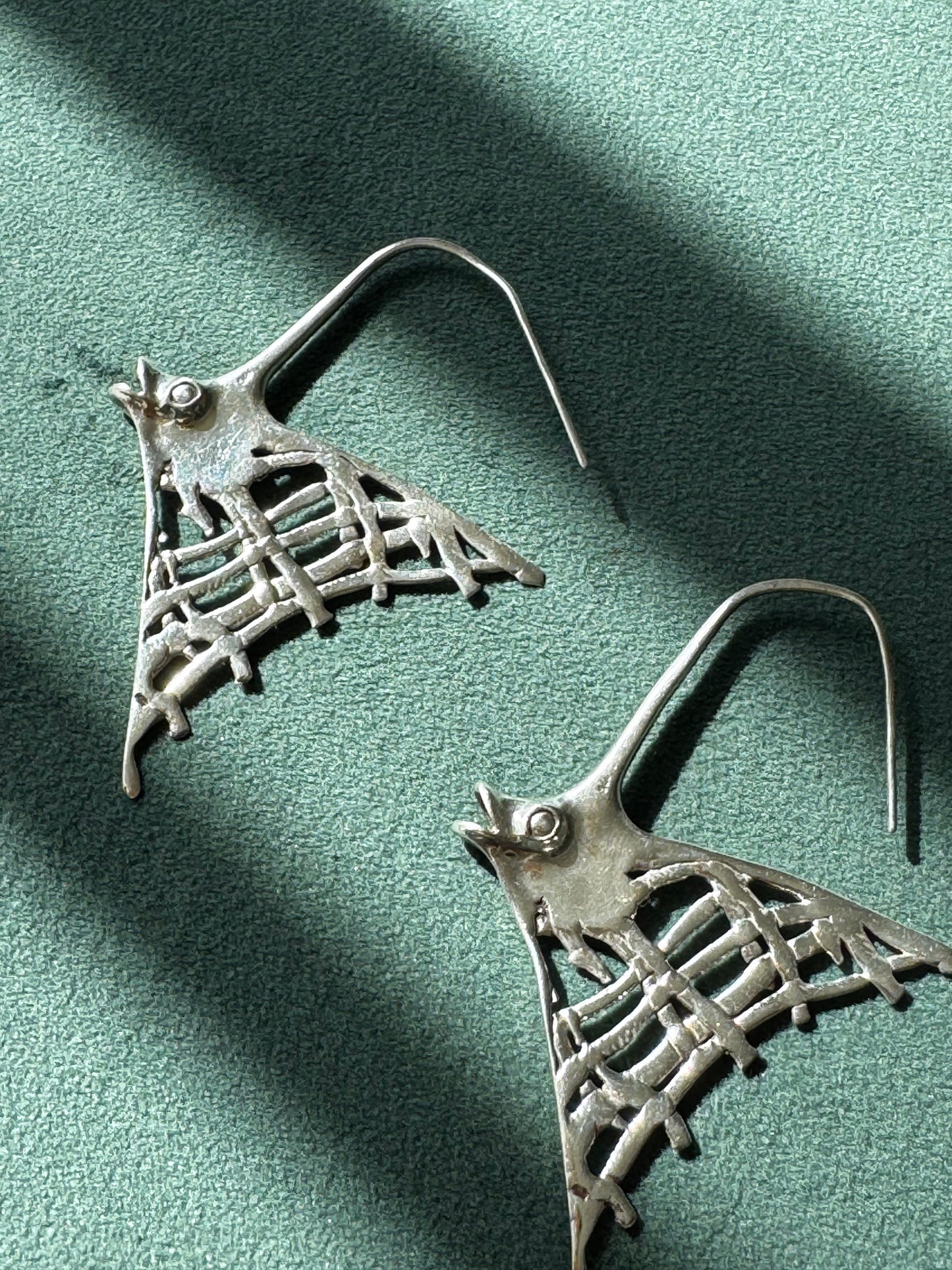 Estate Sterling Silver Angelfish Dangle Earrings Big Bold Ocean Statement Two Inches of Mermaid Life