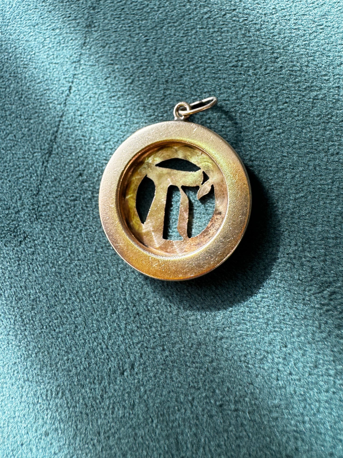 Estate Vintage 1950s 14K Yellow Gold Chai Life Pendant Seed Pearl Frame Custom Judaica One of a Kind