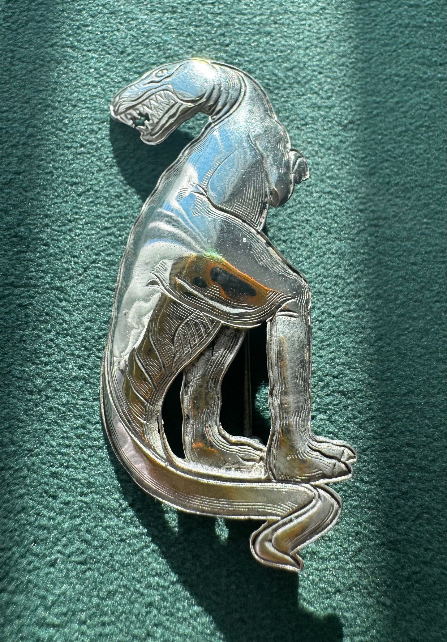 Vintage Sterling Silver Detailed T-Rex Tyrannosaurus Rex Brooch Pin