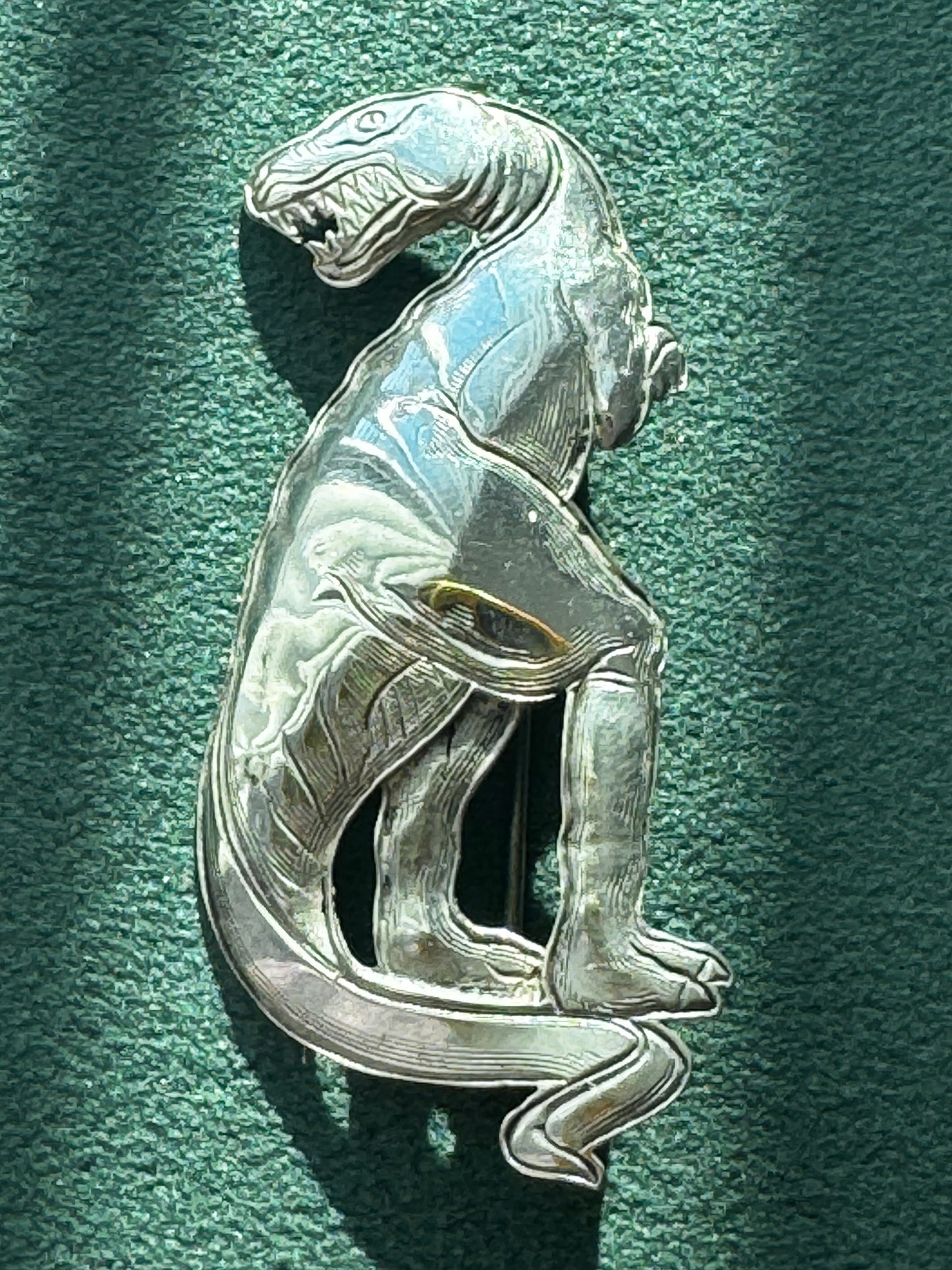 Vintage Sterling Silver Detailed T-Rex Tyrannosaurus Rex Brooch Pin