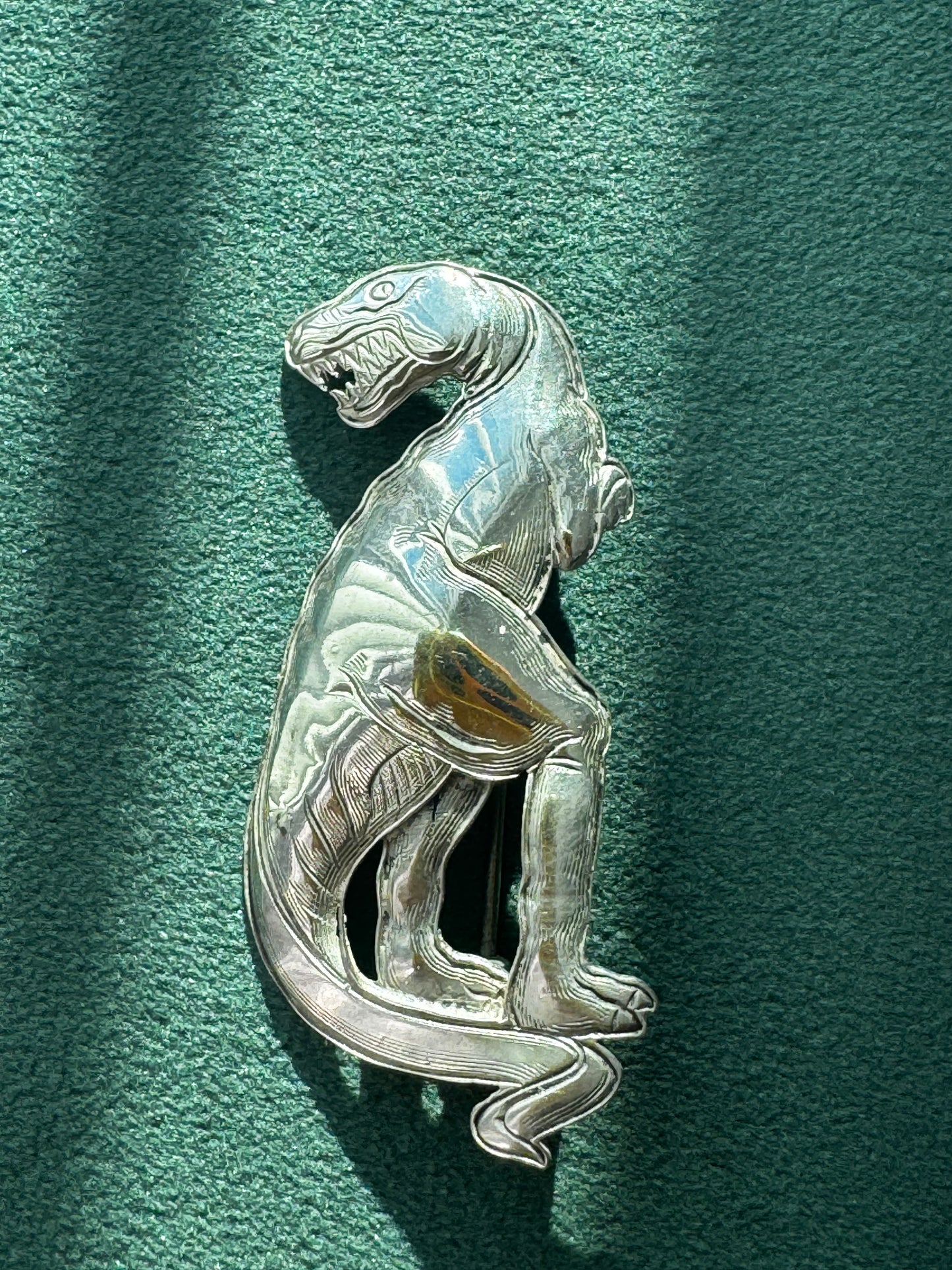 Vintage Sterling Silver Detailed T-Rex Tyrannosaurus Rex Brooch Pin