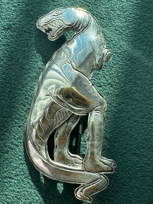 Vintage Sterling Silver Detailed T-Rex Tyrannosaurus Rex Brooch Pin