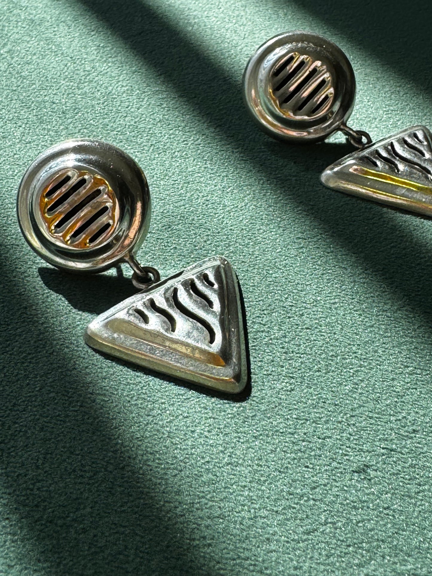 Vintage Taxco Sterling Silver Earrings Y2K Geometry Class Never Looked This Good Circle and Triangle Cutwork Dangle TJ-10 925