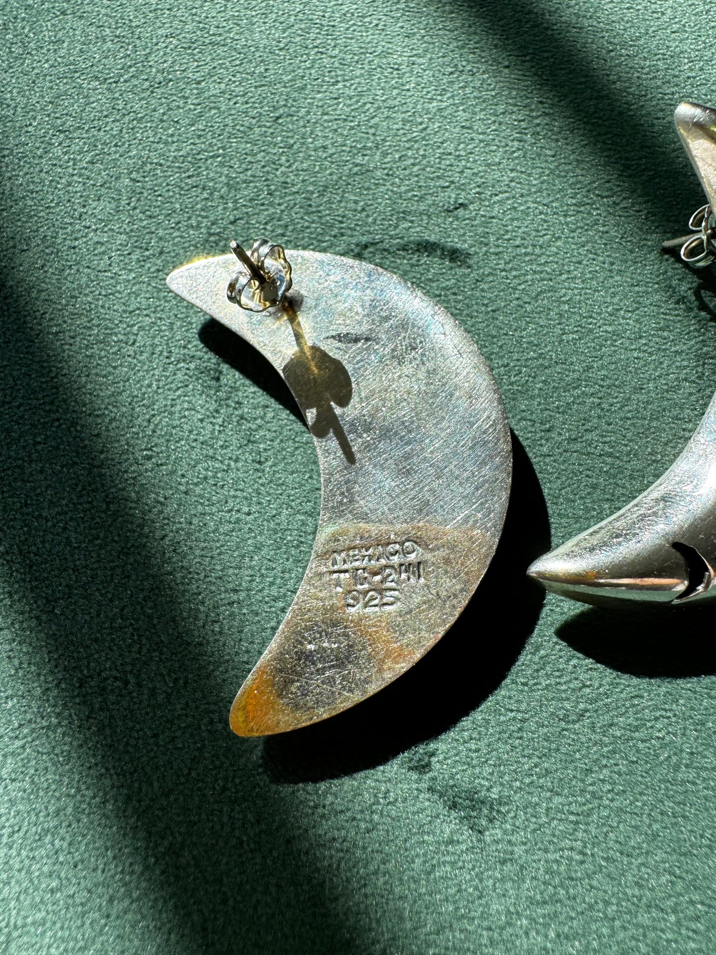 Vintage Mexico Sterling Silver Crescent Moon Earrings Y2K Stars and Moons Cutout the Night Sky on Your Ears TC-244 925