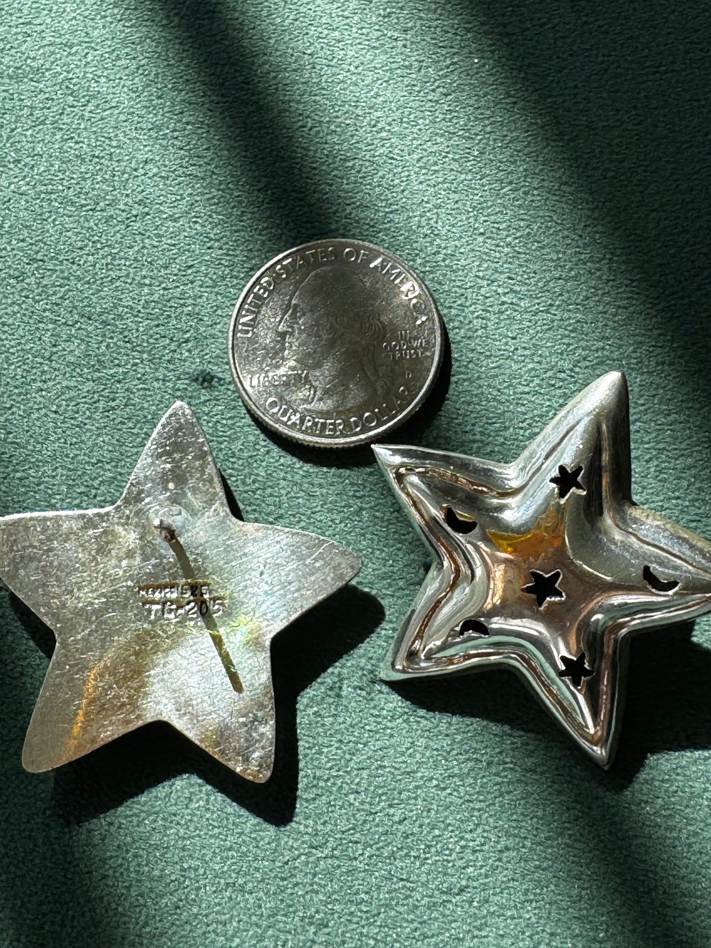 Vintage Mexico Sterling Silver Puffy Star Earrings Y2K Stars and Moons Cutout You Are the Main Character TG-205 925