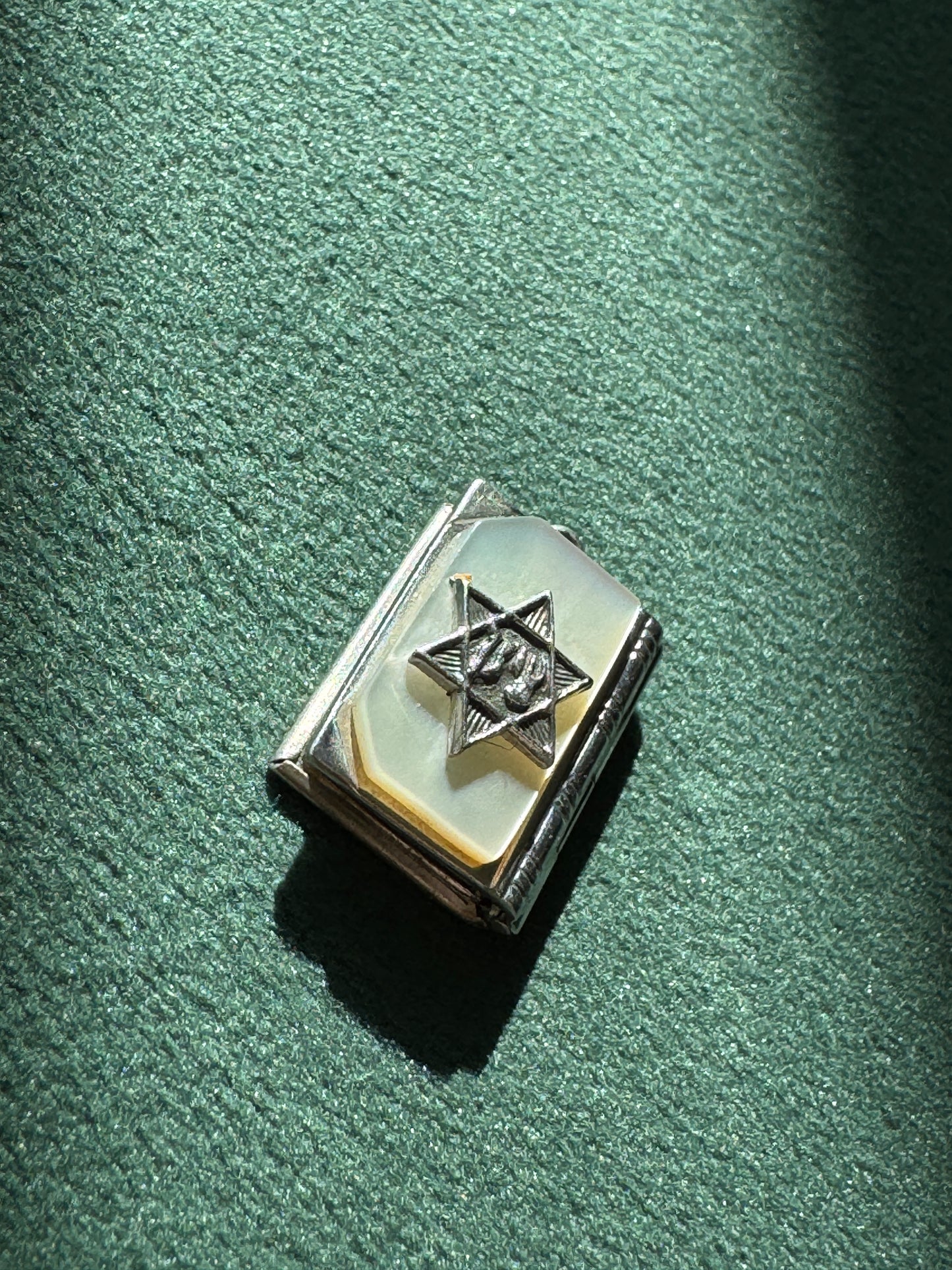 Vintage Sterling Silver Miniature Torah Book Locket Pendant Mother of Pearl Cover Hebrew Prayer Inside Judaica Charm