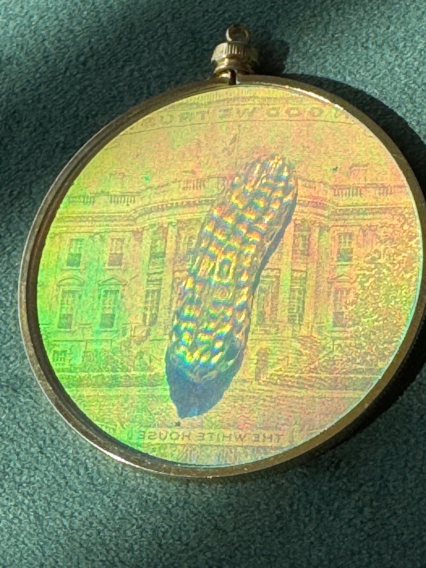 Vintage 1980s Jimmy Carter White House Peanut Hologram Pendant