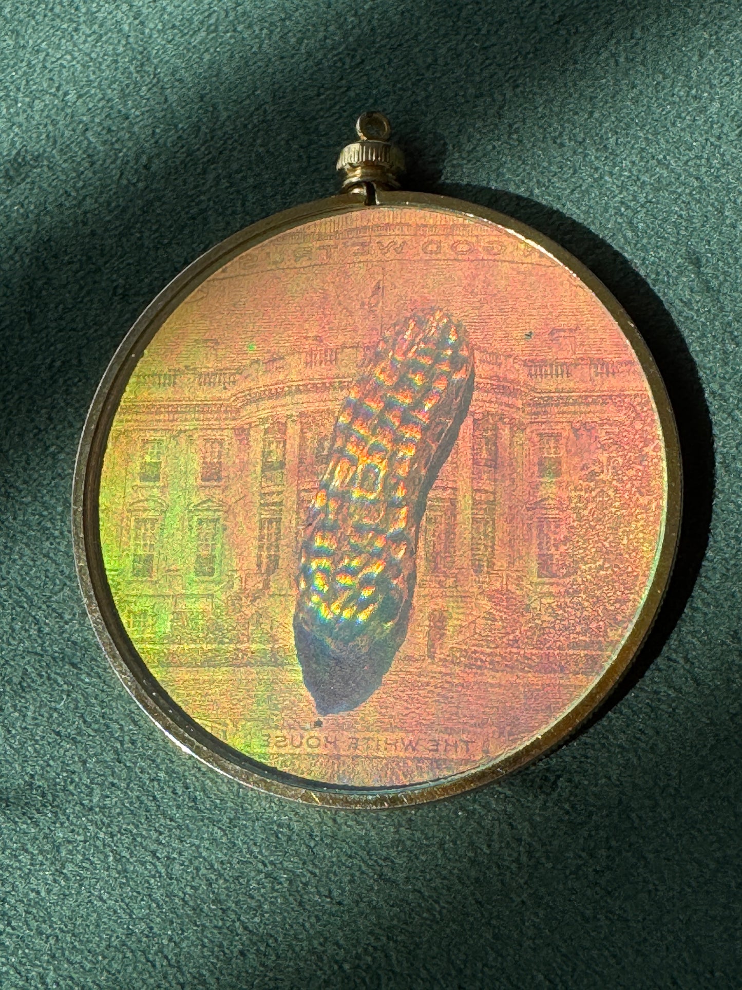 Vintage 1980s Jimmy Carter White House Peanut Hologram Pendant