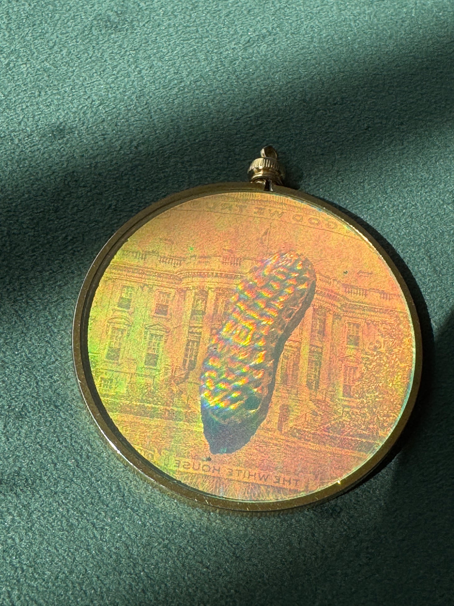 Vintage 1980s Jimmy Carter White House Peanut Hologram Pendant
