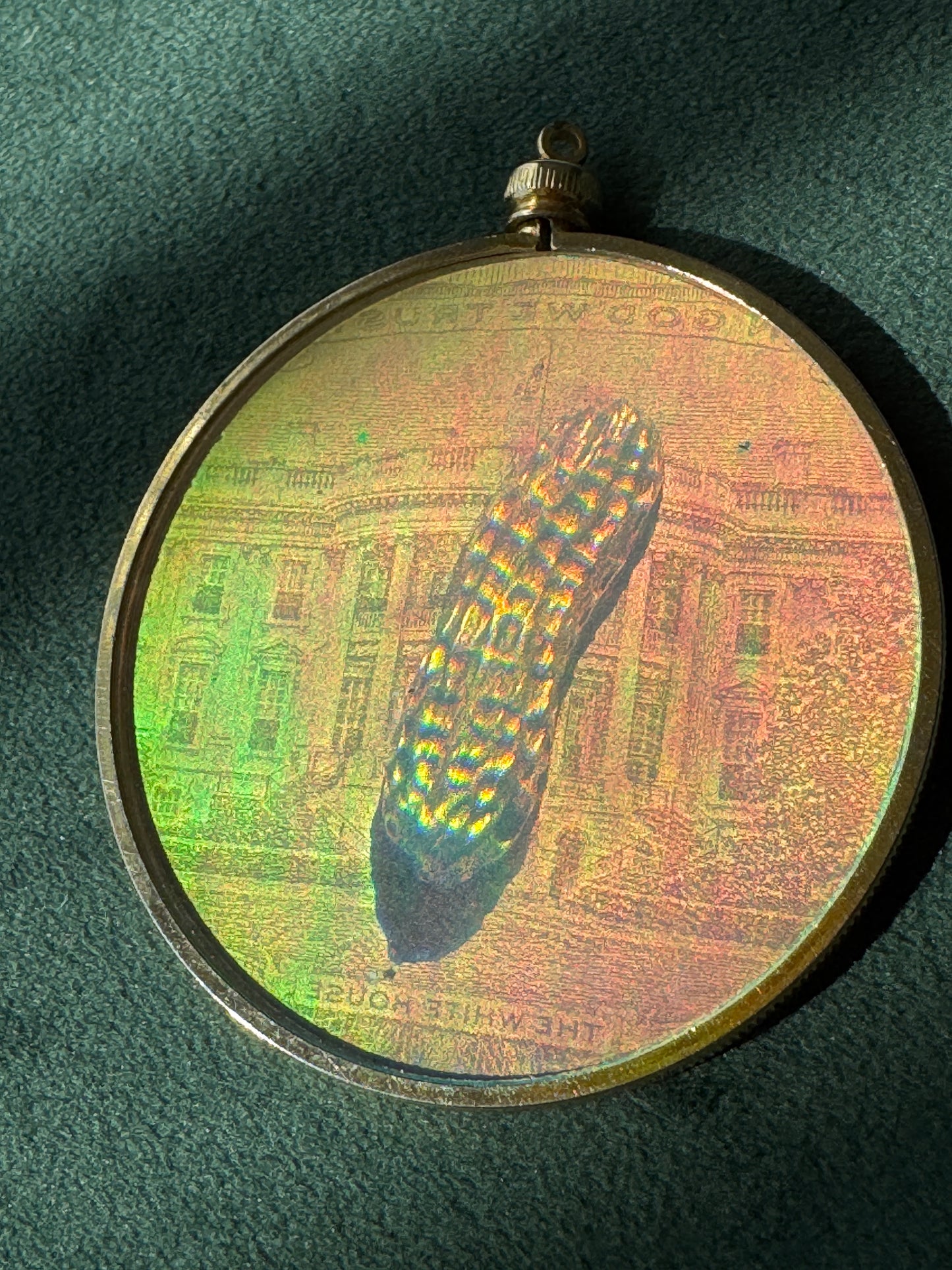 Vintage 1980s Jimmy Carter White House Peanut Hologram Pendant