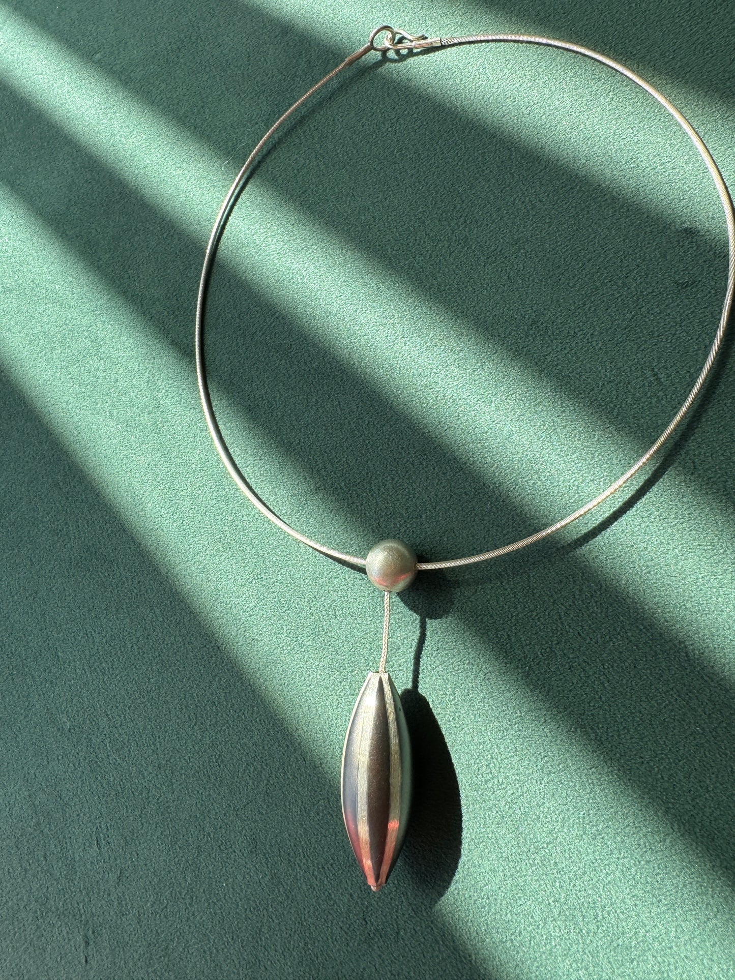 Signed John W. Kessler Sterling Silver Modernist Torque and Pod Pendant Necklace The Wearable Sculpture