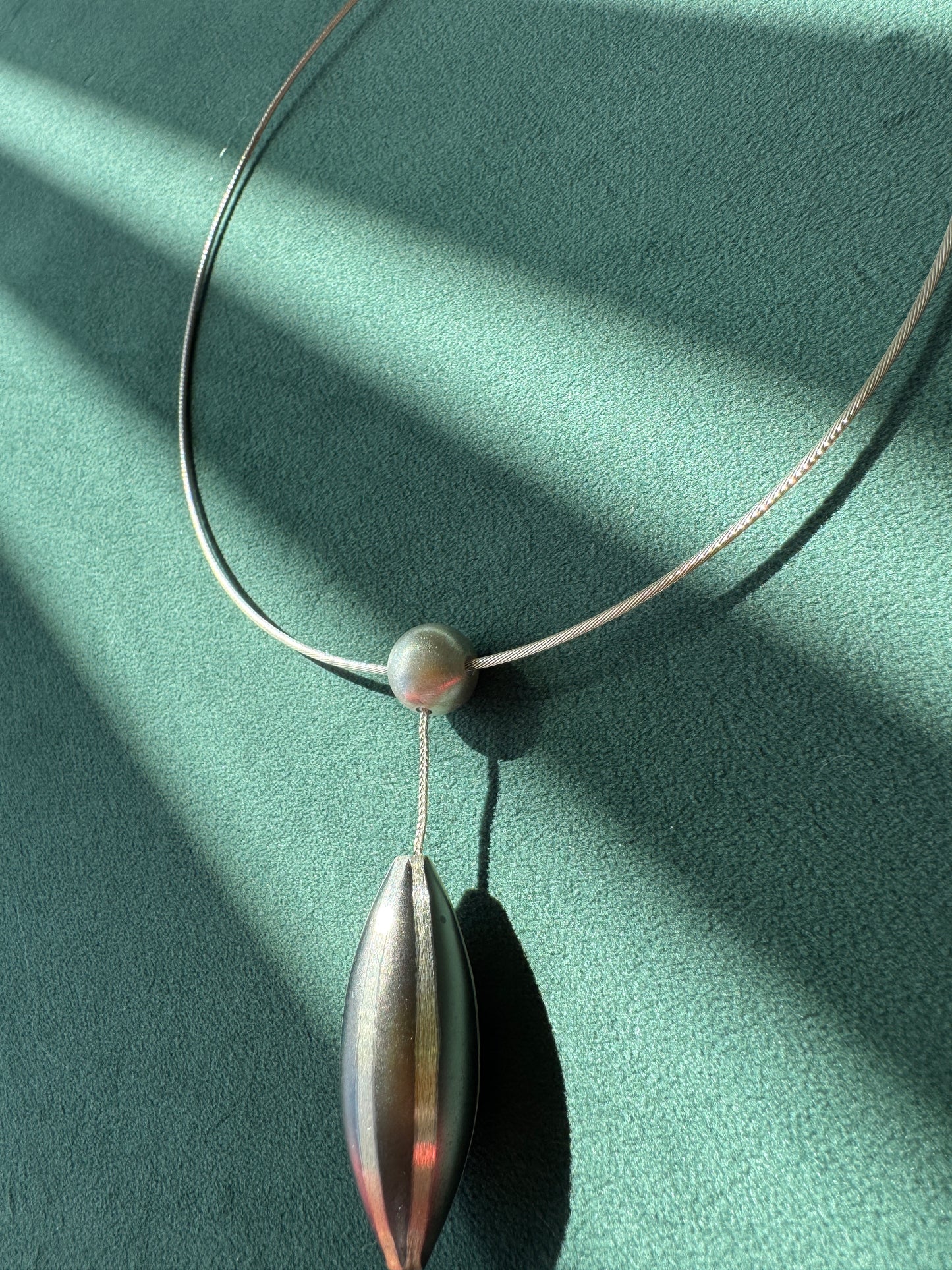 Signed John W. Kessler Sterling Silver Modernist Torque and Pod Pendant Necklace The Wearable Sculpture
