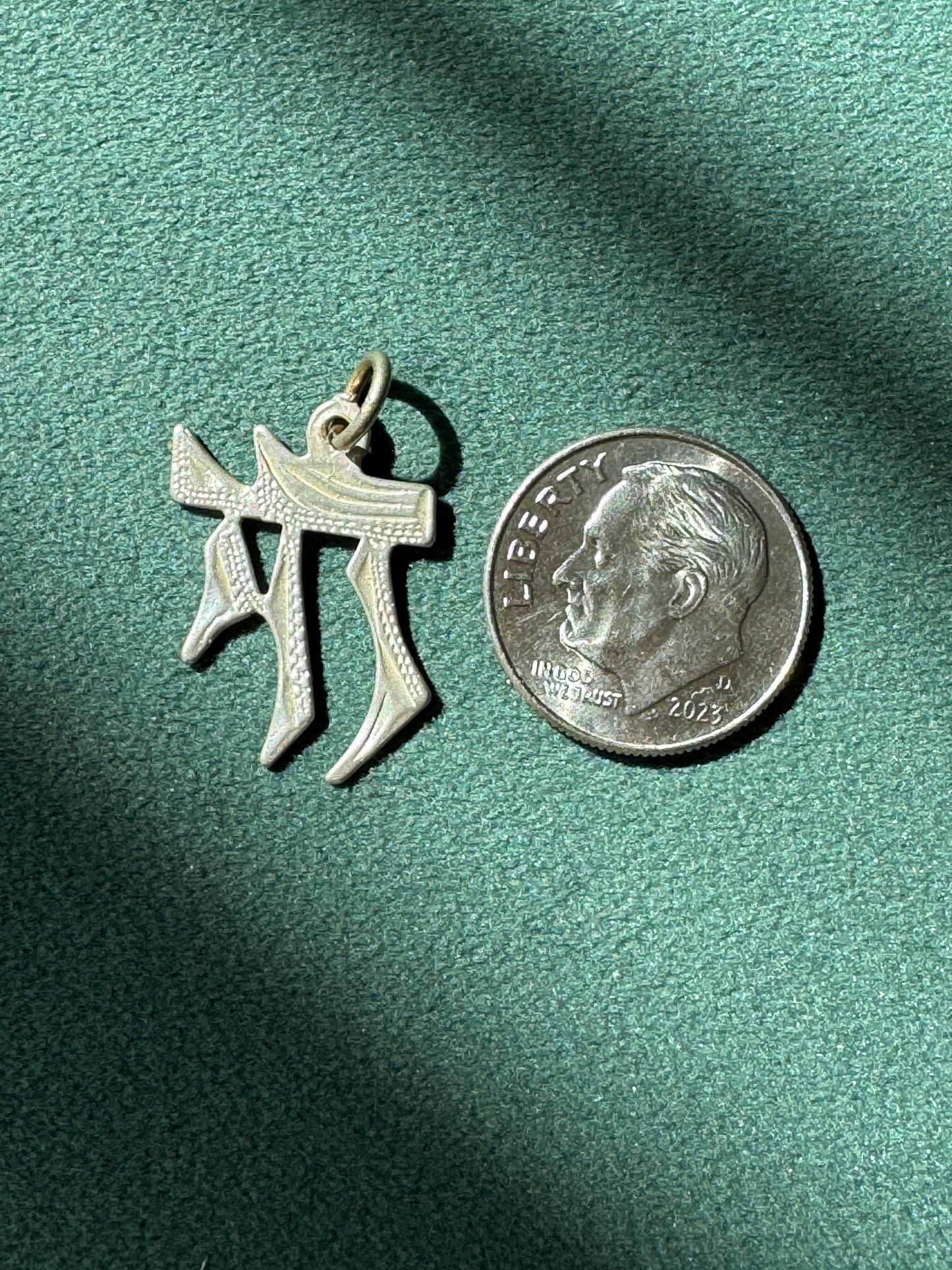 Vintage Sterling Silver Chai Pendant Hebrew Life Symbol Pointed Script Judaica Necklace