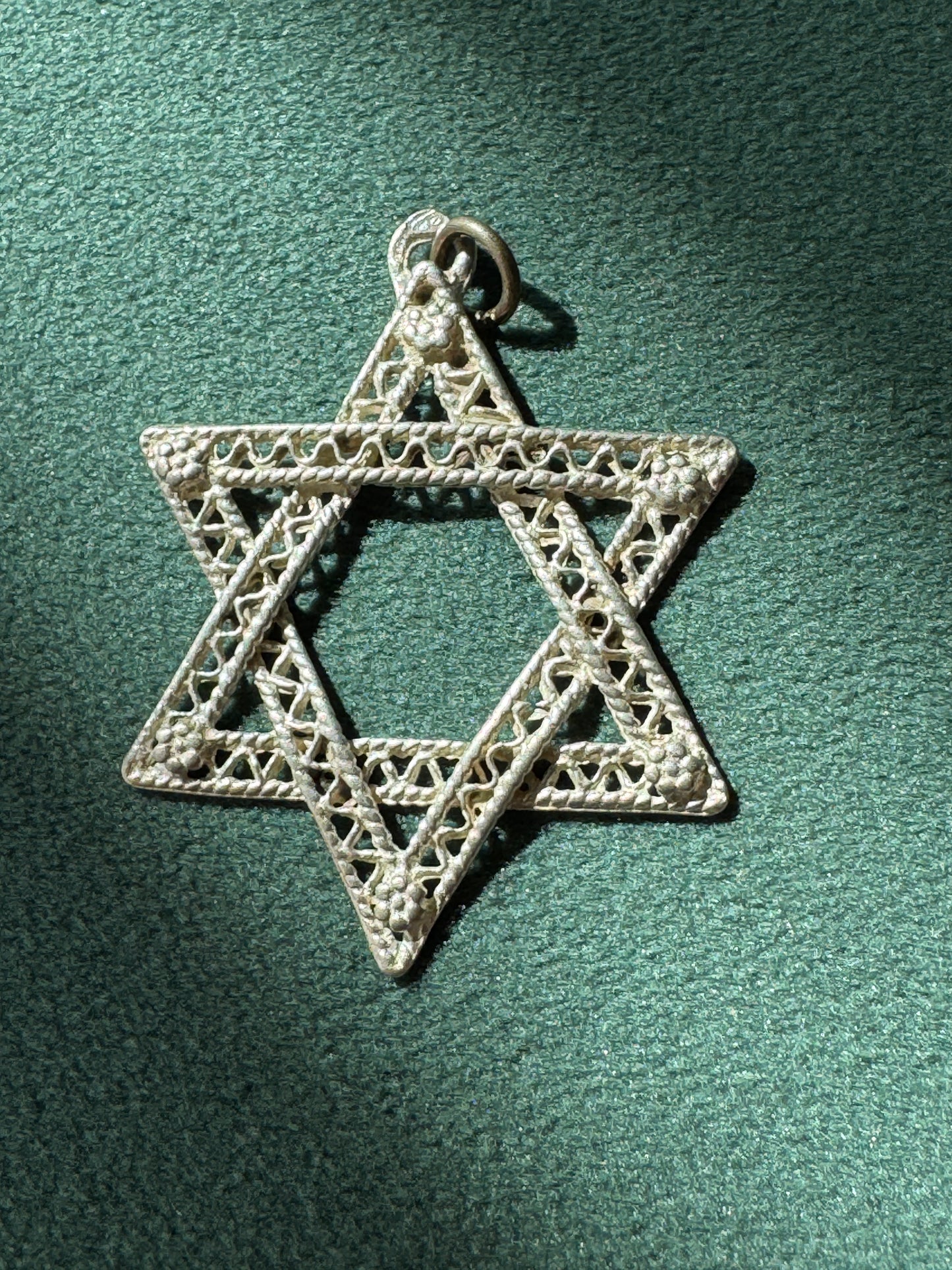 Vintage Sterling Silver Large Filigree Star of David Pendant Magen David Lacy Judaica Pendant