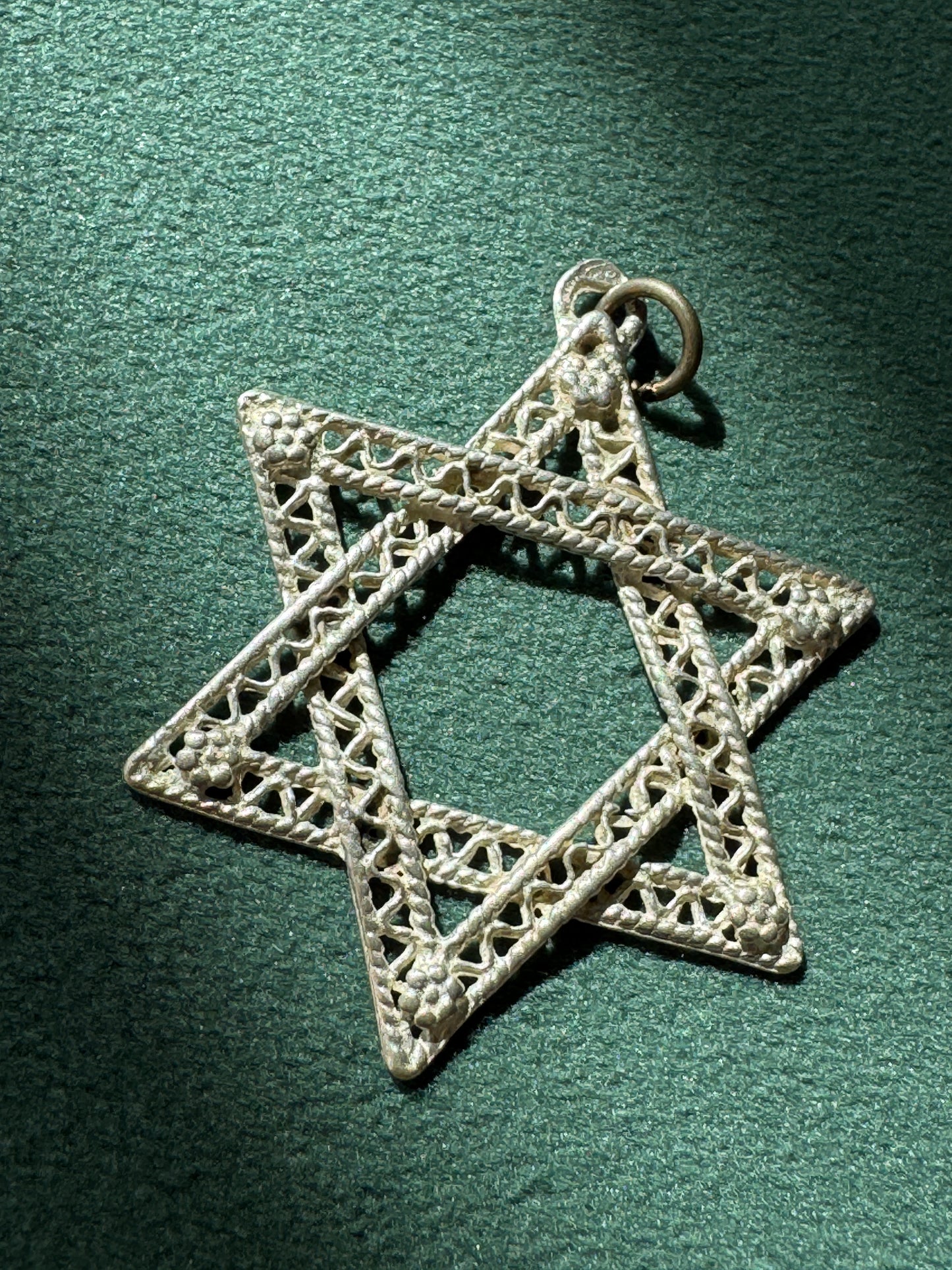 Vintage Sterling Silver Large Filigree Star of David Pendant Magen David Lacy Judaica Pendant