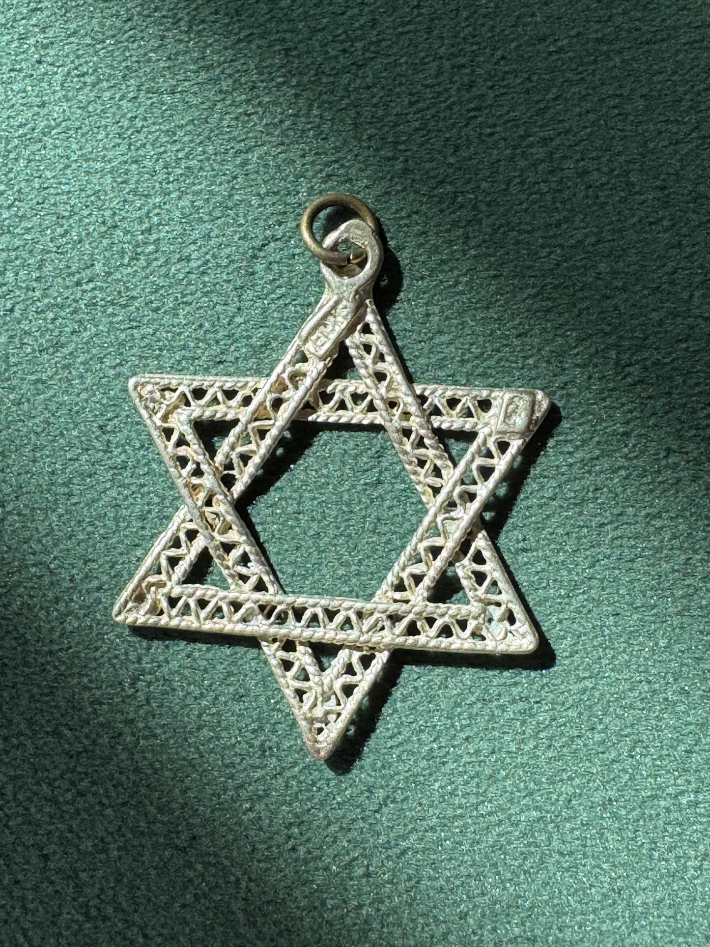 Vintage Sterling Silver Large Filigree Star of David Pendant Magen David Lacy Judaica Pendant