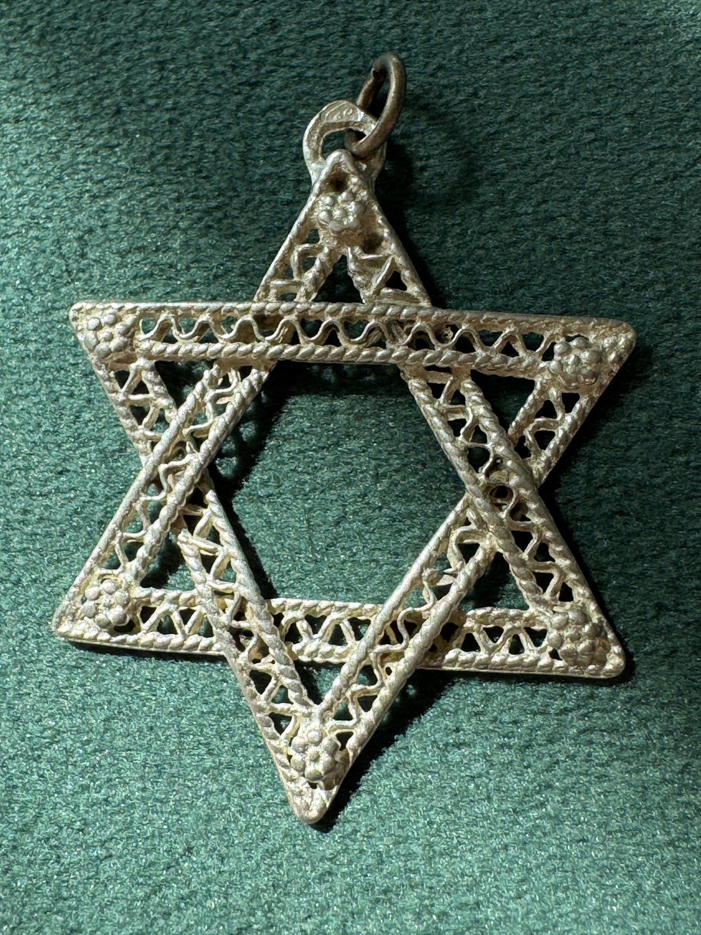 Vintage Sterling Silver Large Filigree Star of David Pendant Magen David Lacy Judaica Pendant