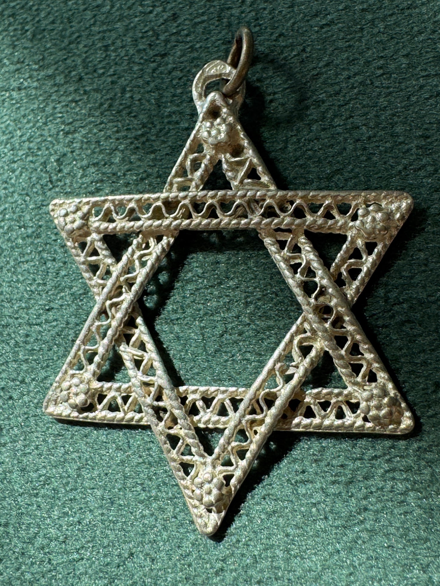 Vintage Sterling Silver Large Filigree Star of David Pendant Magen David Lacy Judaica Pendant