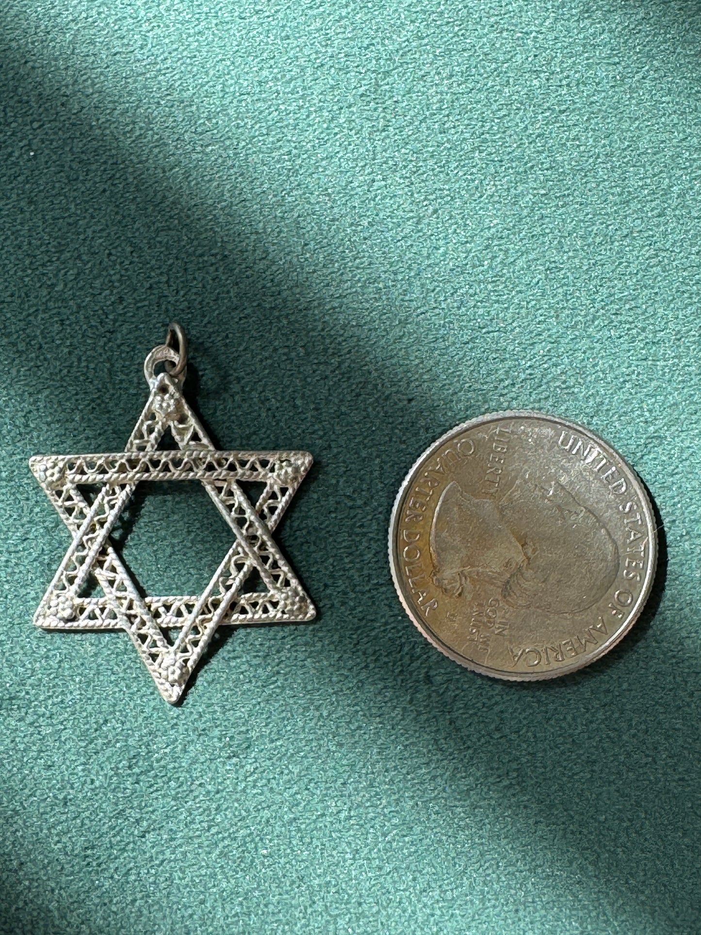 Vintage Sterling Silver Large Filigree Star of David Pendant Magen David Lacy Judaica Pendant