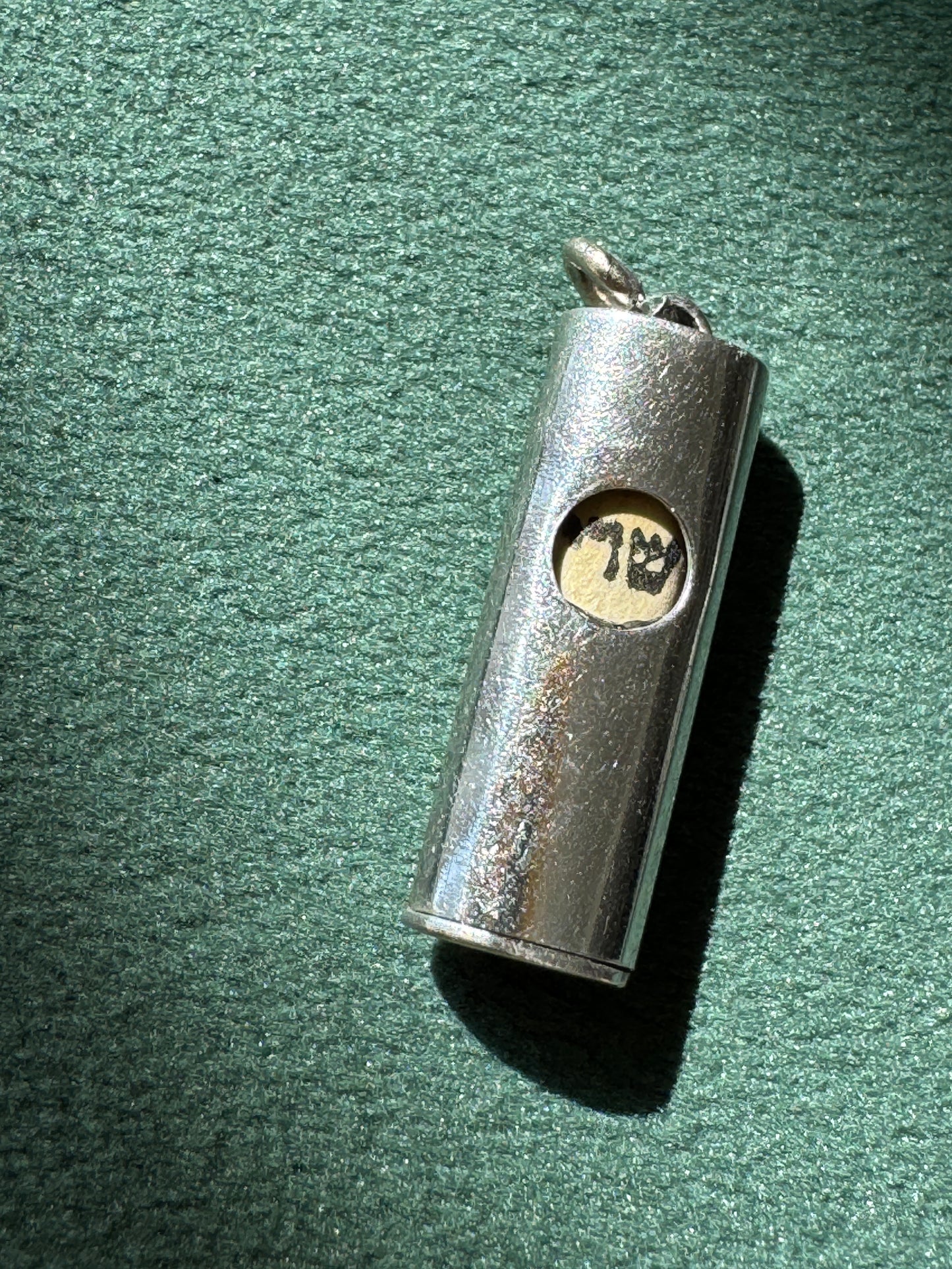 Vintage Sterling Silver Mezuzah Charm Pendant with Original Scroll Shin Hebrew Judaica Necklace