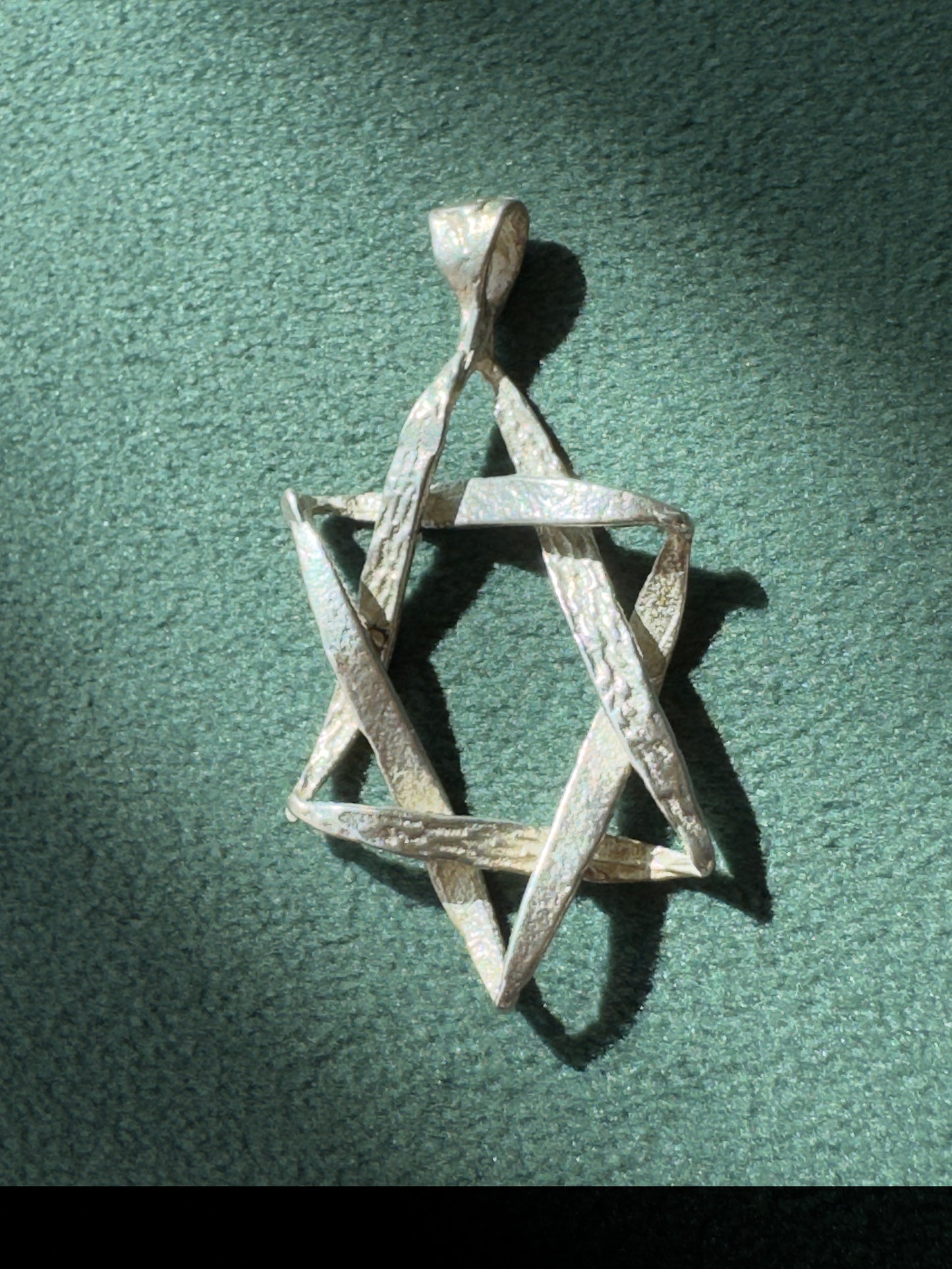 Vintage Sterling Silver Open Twisted Ribbon Star of David Pendant Judaica Charm Necklace