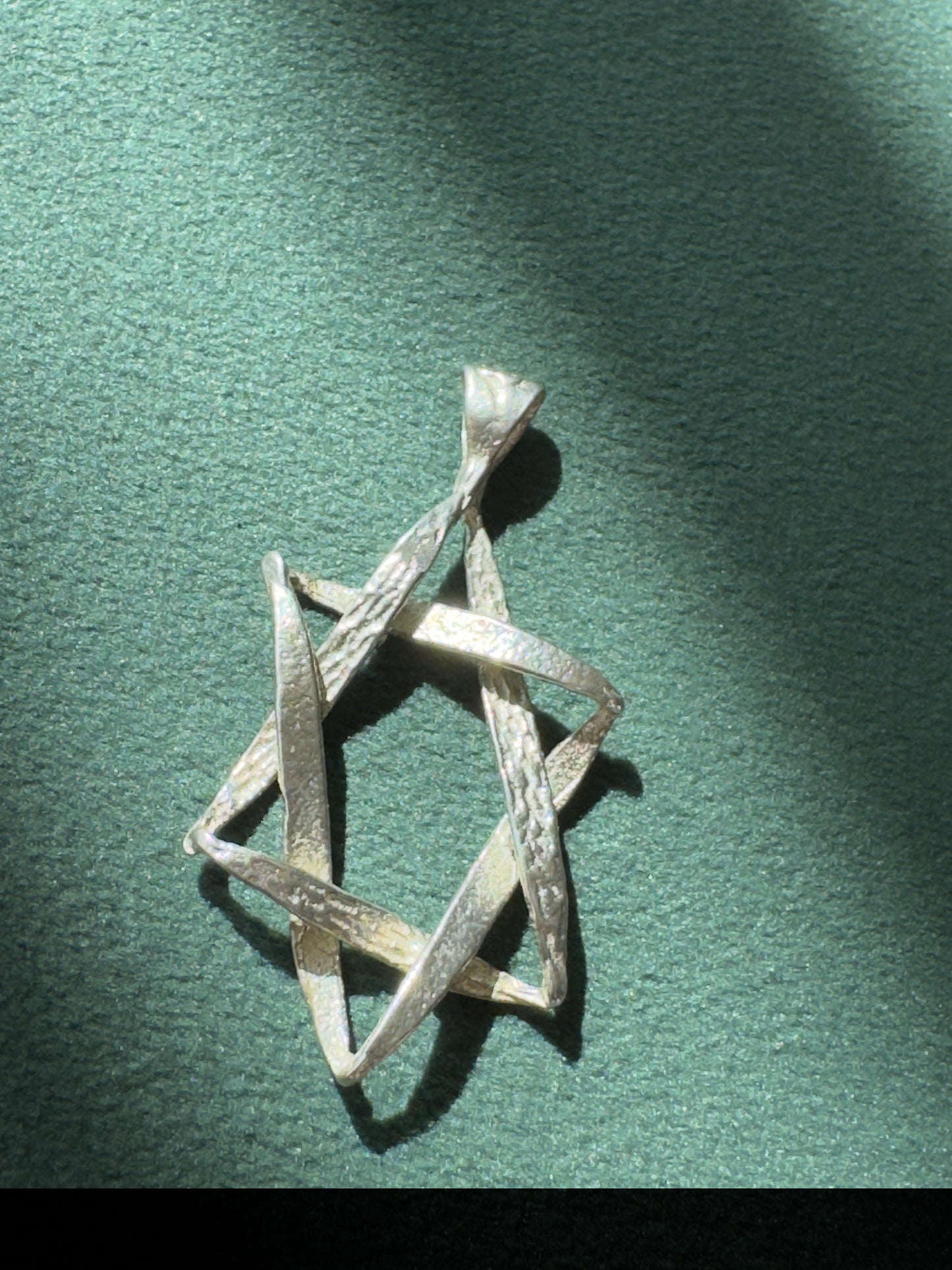 Vintage Sterling Silver Open Twisted Ribbon Star of David Pendant Judaica Charm Necklace