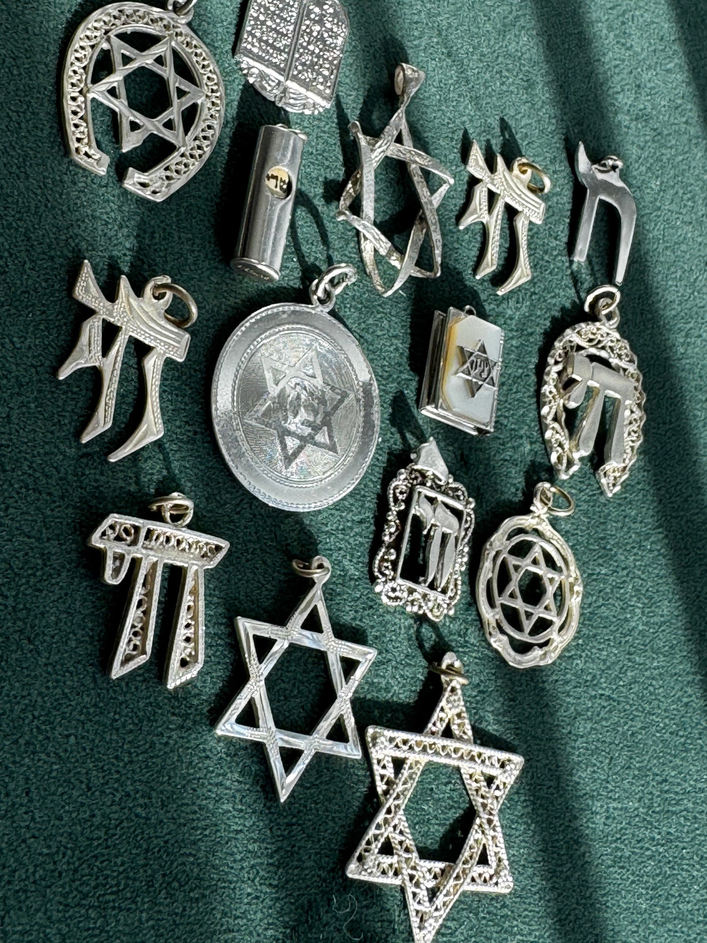 Vintage Sterling Silver Open Twisted Ribbon Star of David Pendant Judaica Charm Necklace
