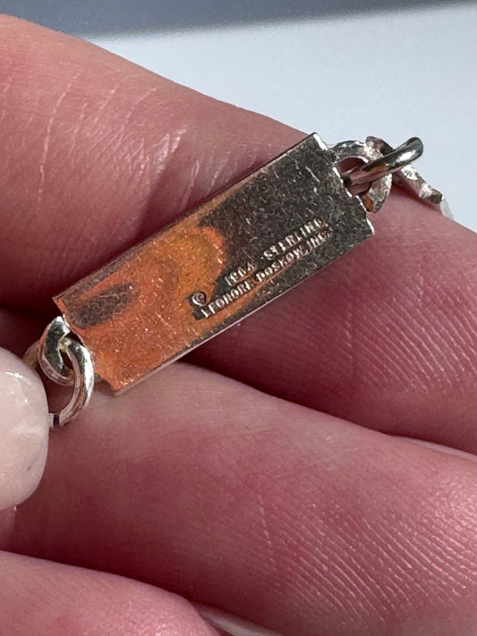 Estate vintage 1964 Leonore Doskow sterling silver geometric rectangle link bracelet with modernist architectural design