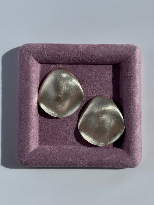 Estate Vintage Jondell Enterprises Sterling Silver Abstract Geometric Textured Clip Earrings