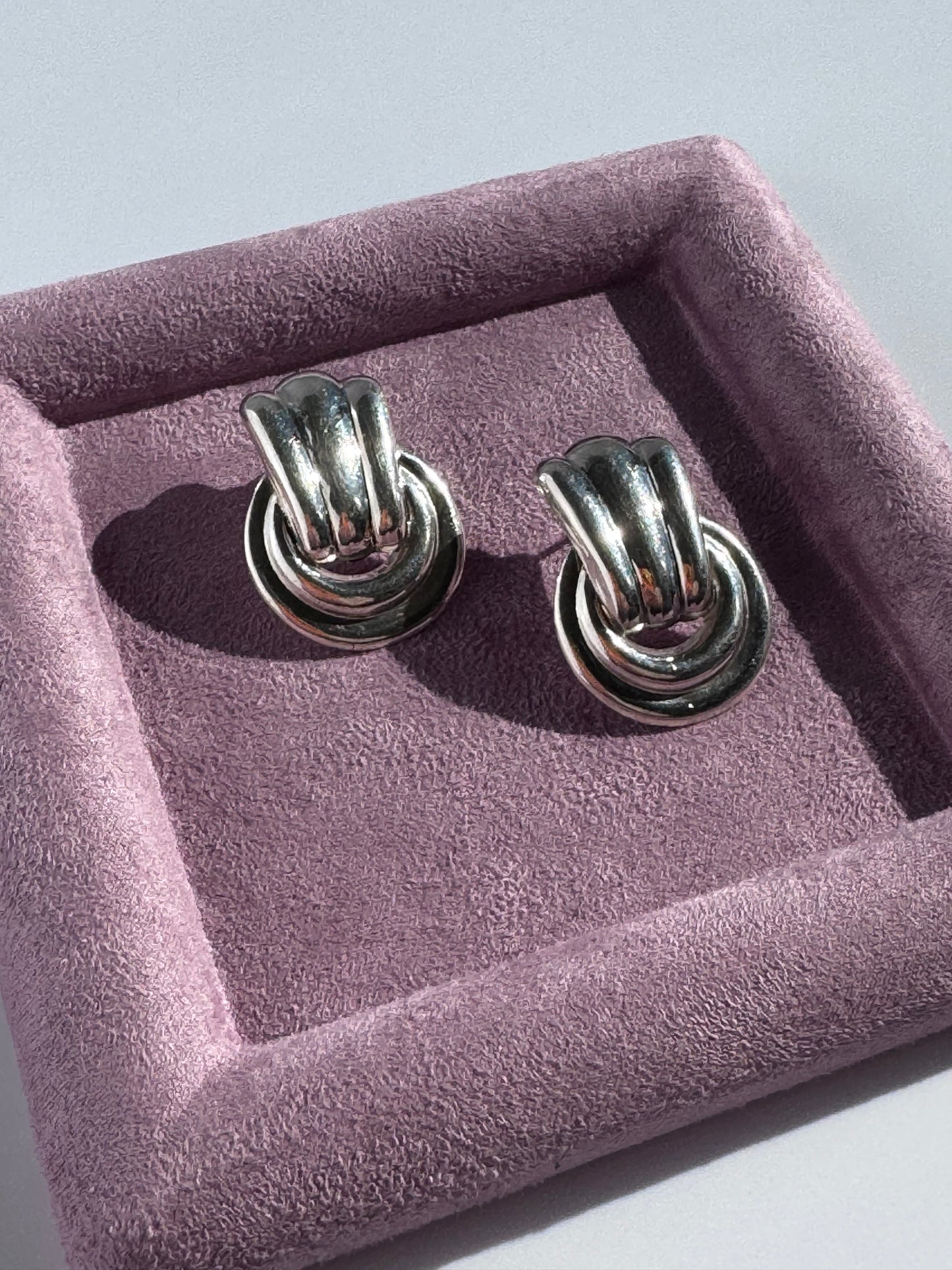 Estate Los Ballesteros Sterling Silver Pierced Door Knocker Earrings - Taxco Mexico Designer