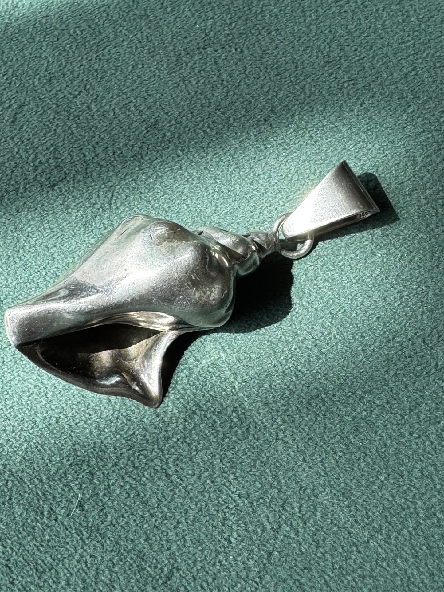 Vintage Los Ballesteros Taxco Sterling Silver Conch Shell Pendant Two Inches of Mermaid Life