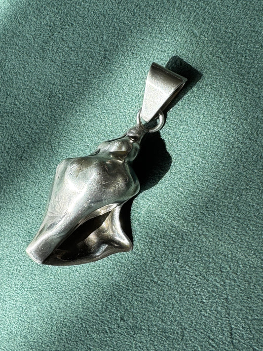 Vintage Los Ballesteros Taxco Sterling Silver Conch Shell Pendant Two Inches of Mermaid Life