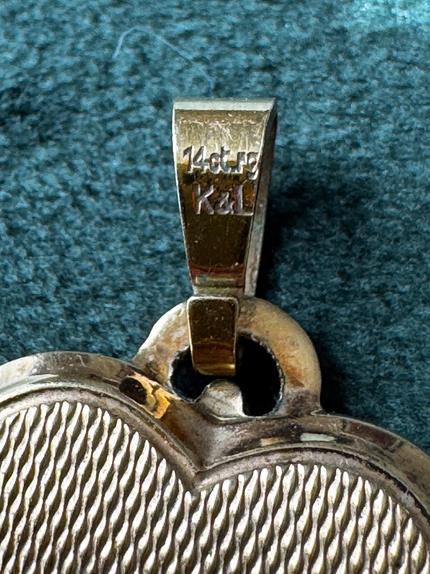 Vintage 1960s Connemara Marble Heart Locket 14ct Rolled Gold Four Leaf Clover by Kordes and Lichtenfels Germany