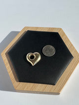 Estate vintage 1980s-1990s 14K yellow gold puffy heart pendant with three-dimensional design and polished finish