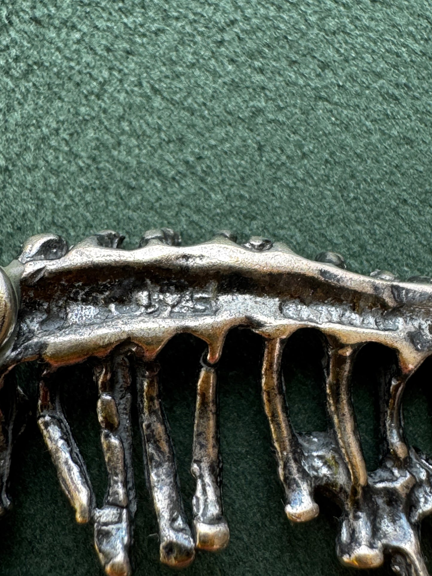 Vintage Taxco Mexico Sterling Silver Brontosaurus Dinosaur Skeleton Brooch Pin Bones! TM-161