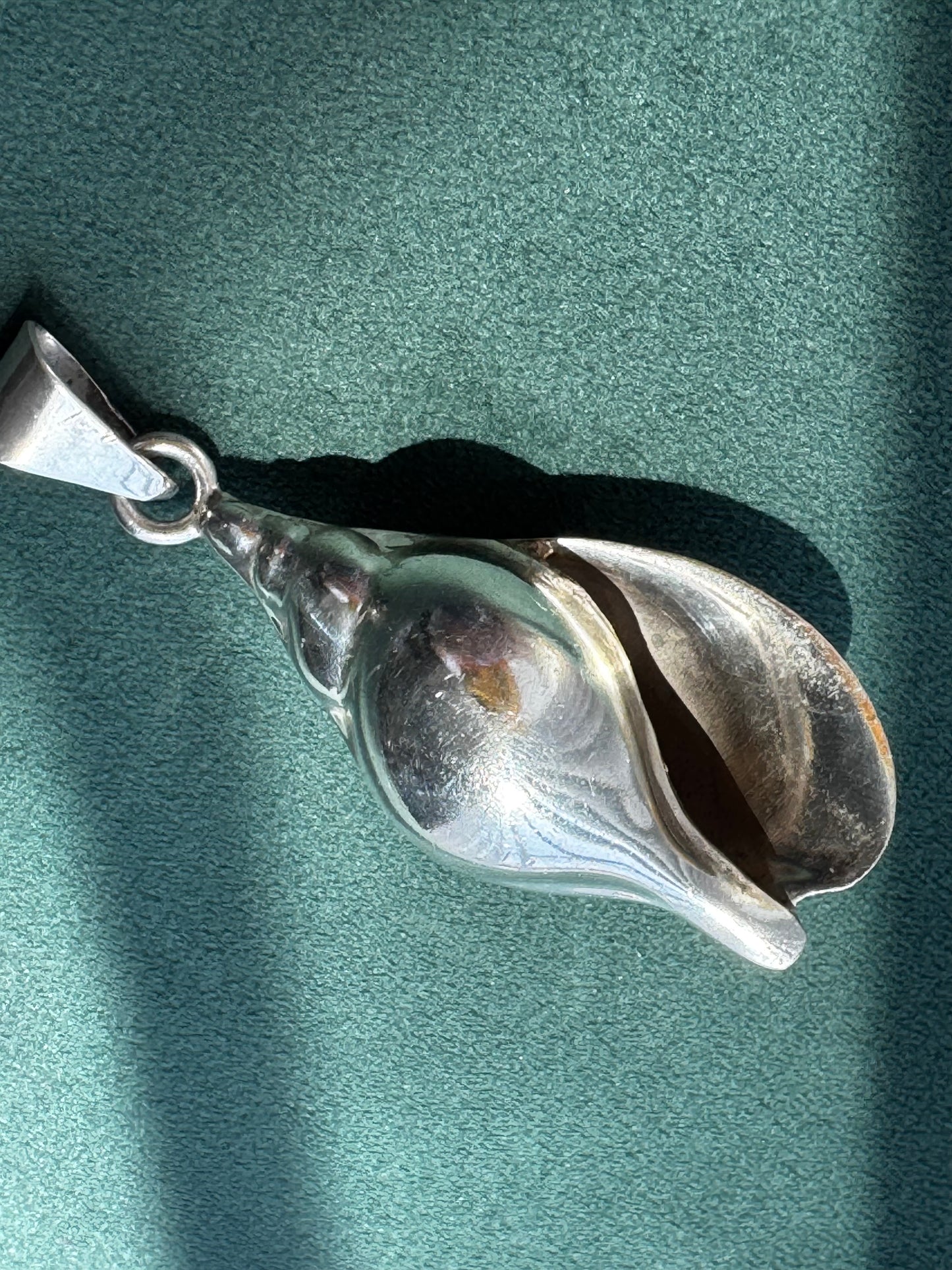 Vintage Taxco Mexico Sterling Silver Large 3D Conch Shell Pendant TN-49 Mermaid Life