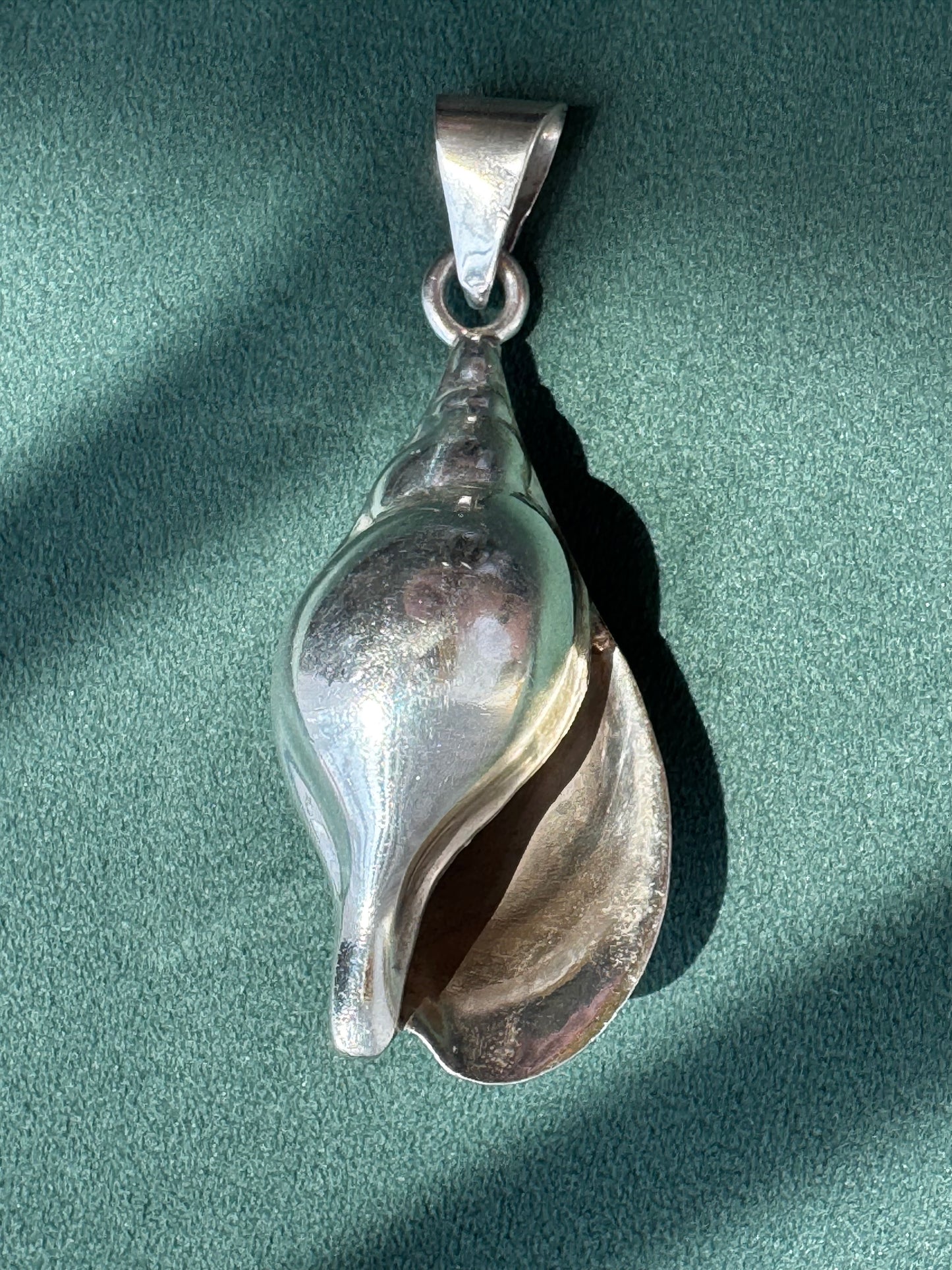 Vintage Taxco Mexico Sterling Silver Large 3D Conch Shell Pendant TN-49 Mermaid Life