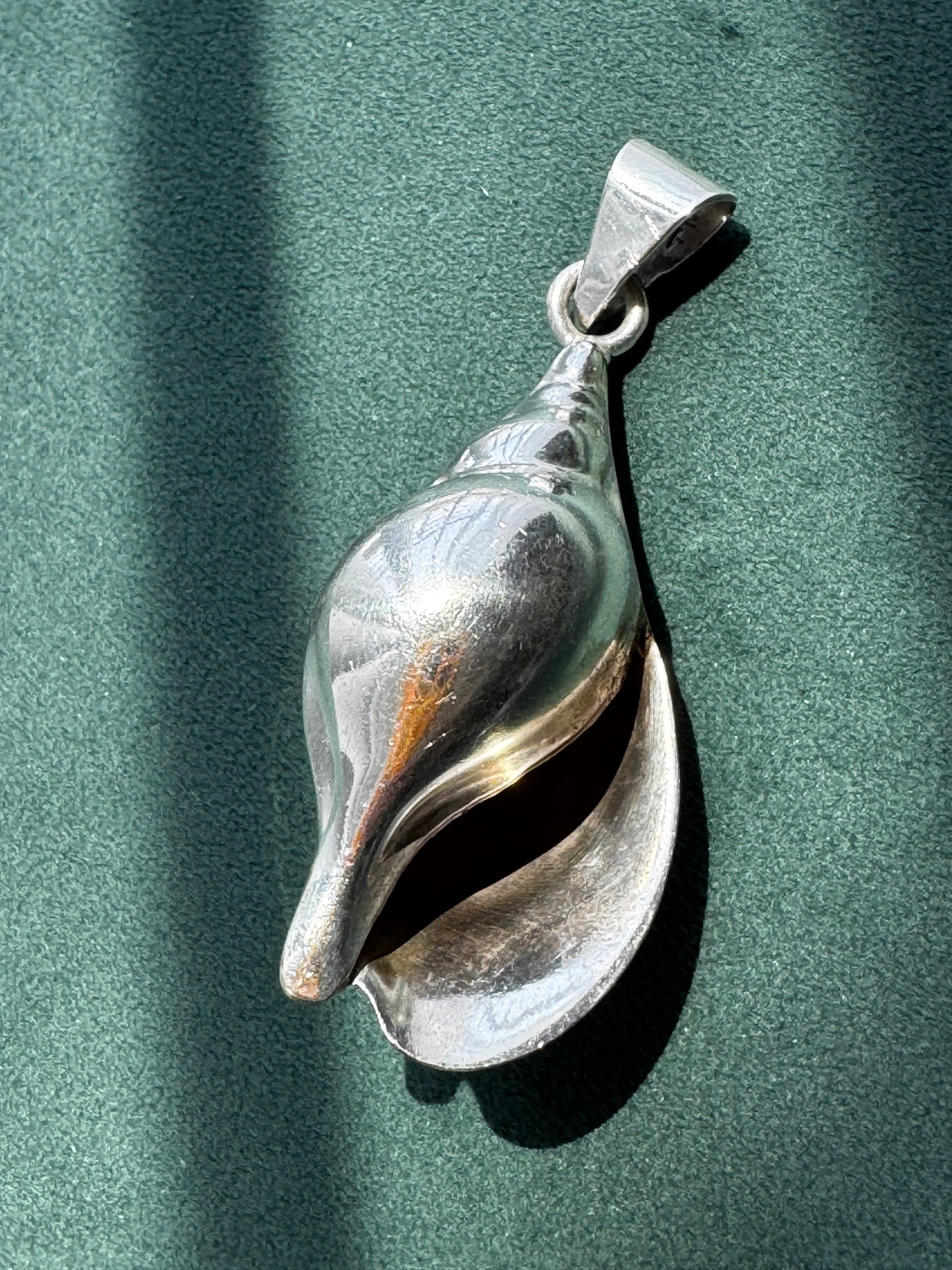 Vintage Taxco Mexico Sterling Silver Large 3D Conch Shell Pendant TN-49 Mermaid Life