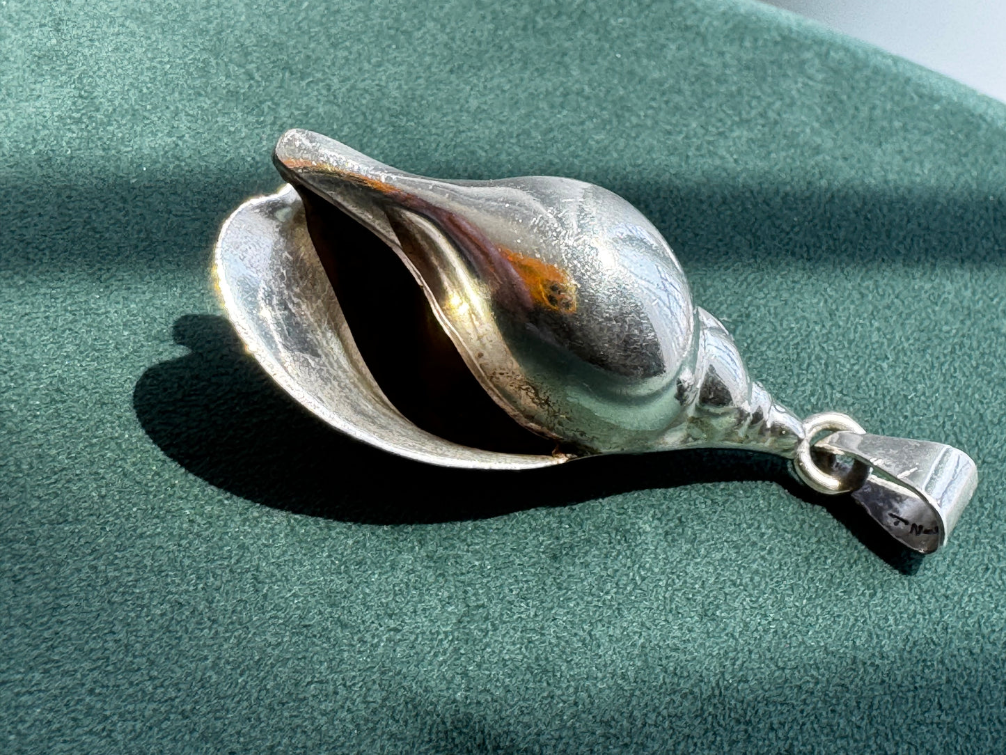 Vintage Taxco Mexico Sterling Silver Large 3D Conch Shell Pendant TN-49 Mermaid Life