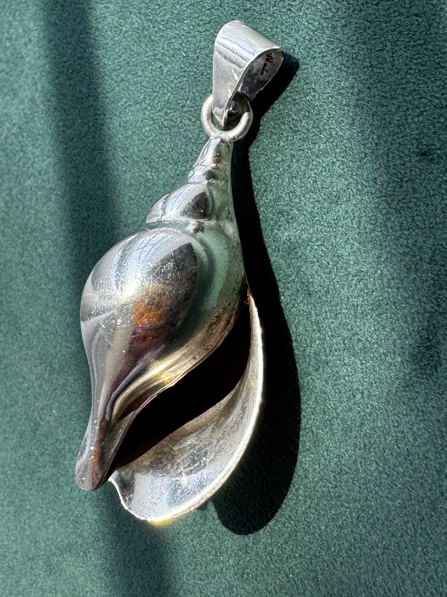 Vintage Taxco Mexico Sterling Silver Large 3D Conch Shell Pendant TN-49 Mermaid Life