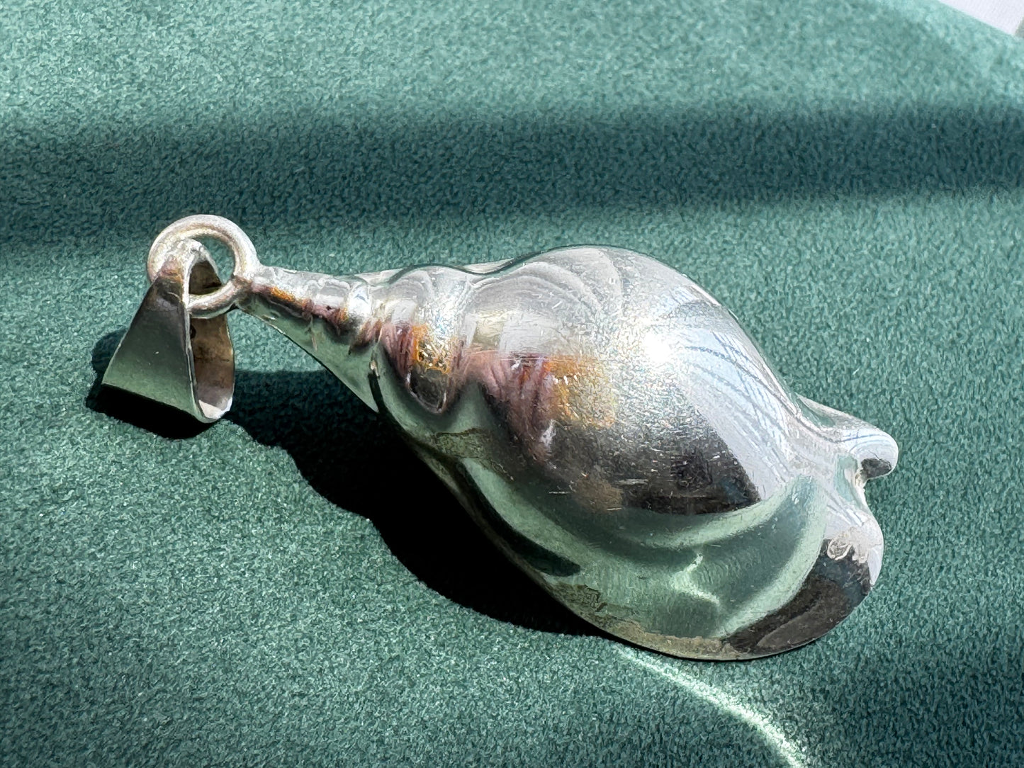 Vintage Taxco Mexico Sterling Silver Large 3D Conch Shell Pendant TN-49 Mermaid Life