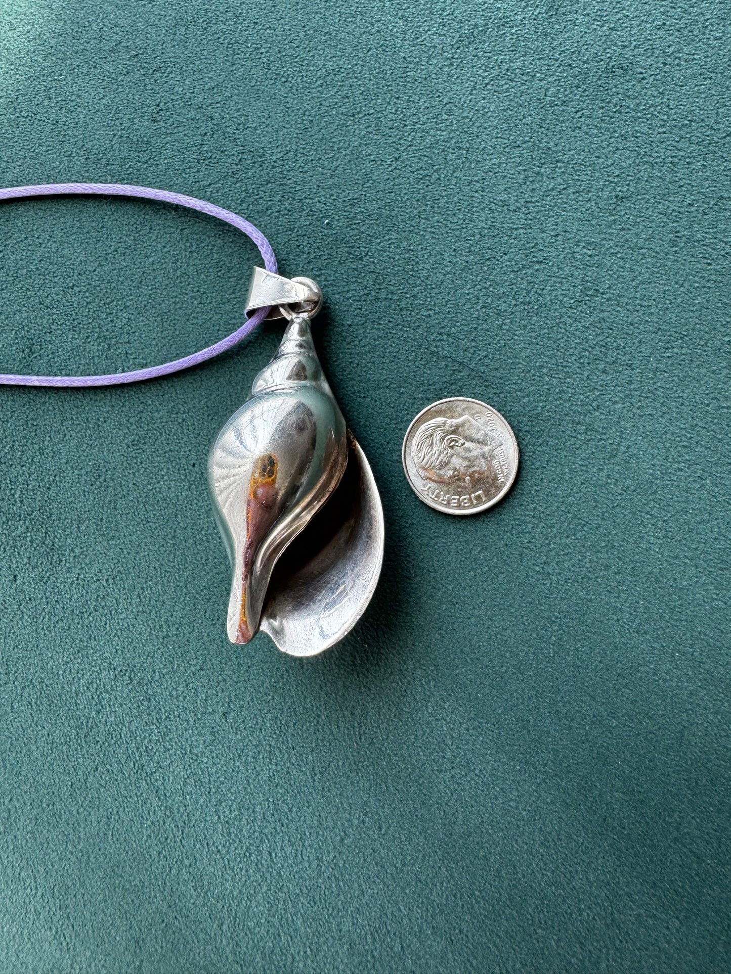 Vintage Taxco Mexico Sterling Silver Large 3D Conch Shell Pendant TN-49 Mermaid Life