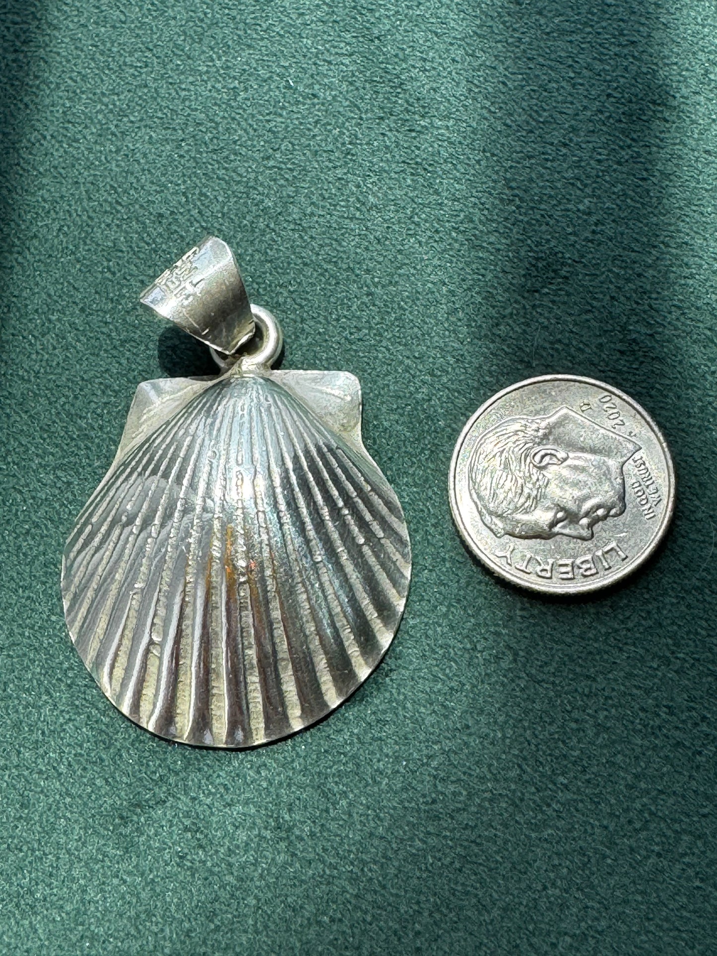 Vintage Mexico Sterling Silver Scallop Shell Pendant TN-49 Mermaid Life Ocean Statement