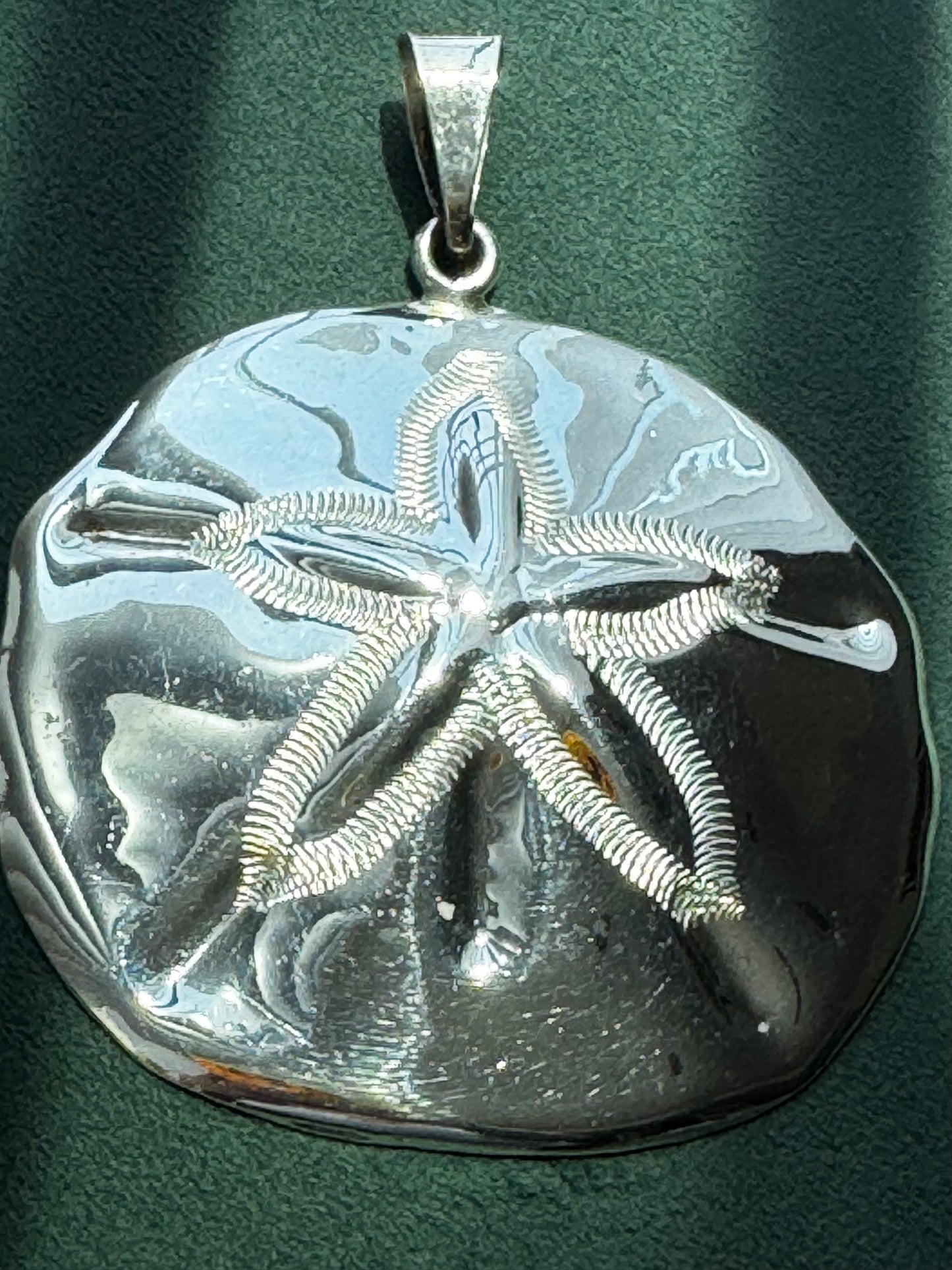 Vintage Mexico Sterling Silver Massive Sand Dollar Pendant TN-49 Mermaid Life Beach Statement