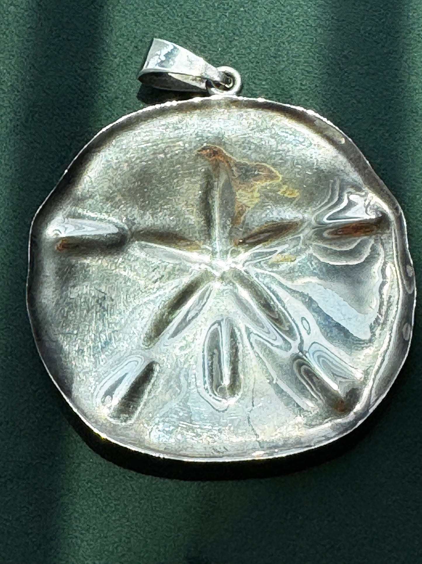 Vintage Mexico Sterling Silver Massive Sand Dollar Pendant TN-49 Mermaid Life Beach Statement