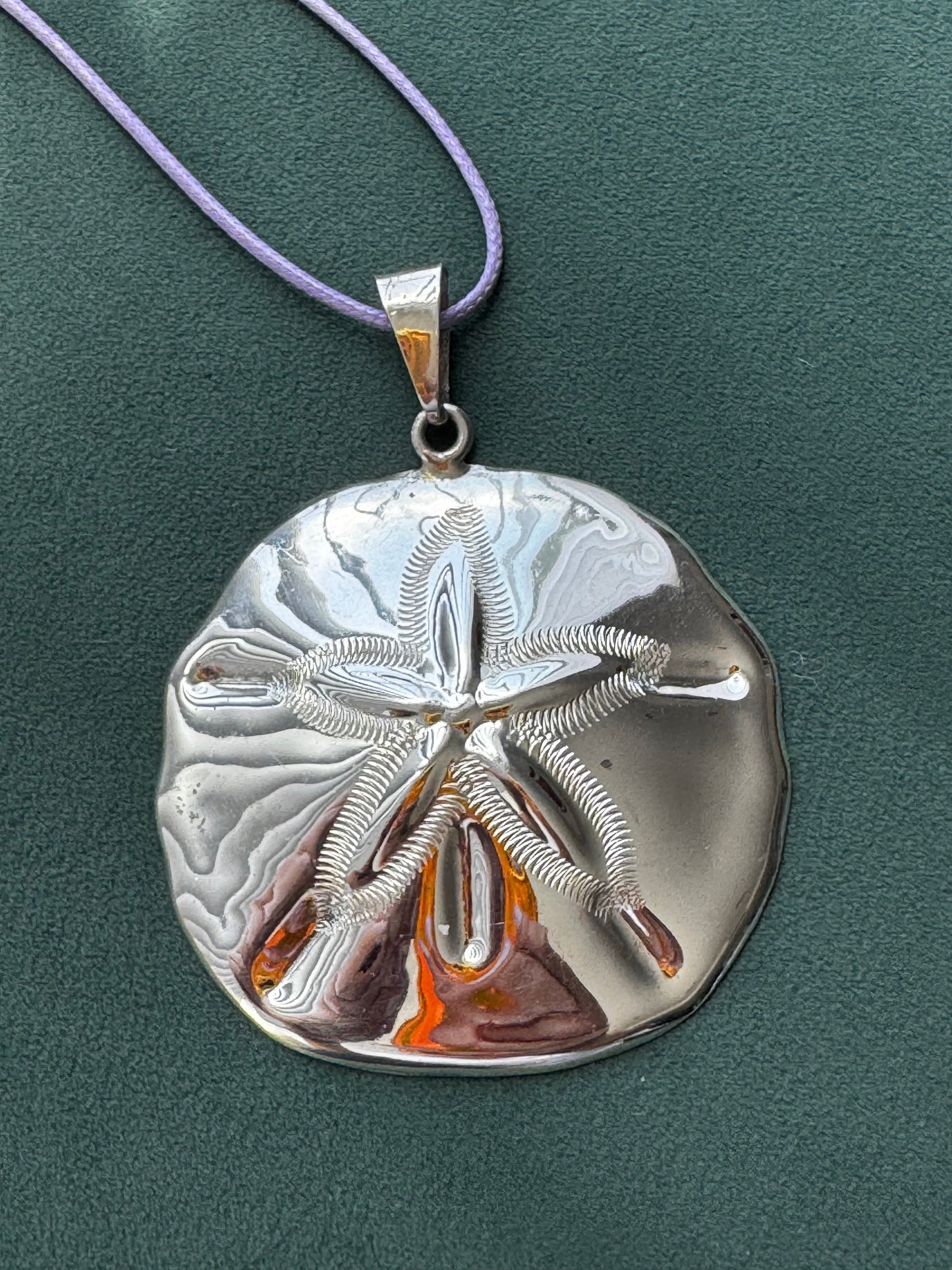 Vintage Mexico Sterling Silver Massive Sand Dollar Pendant TN-49 Mermaid Life Beach Statement